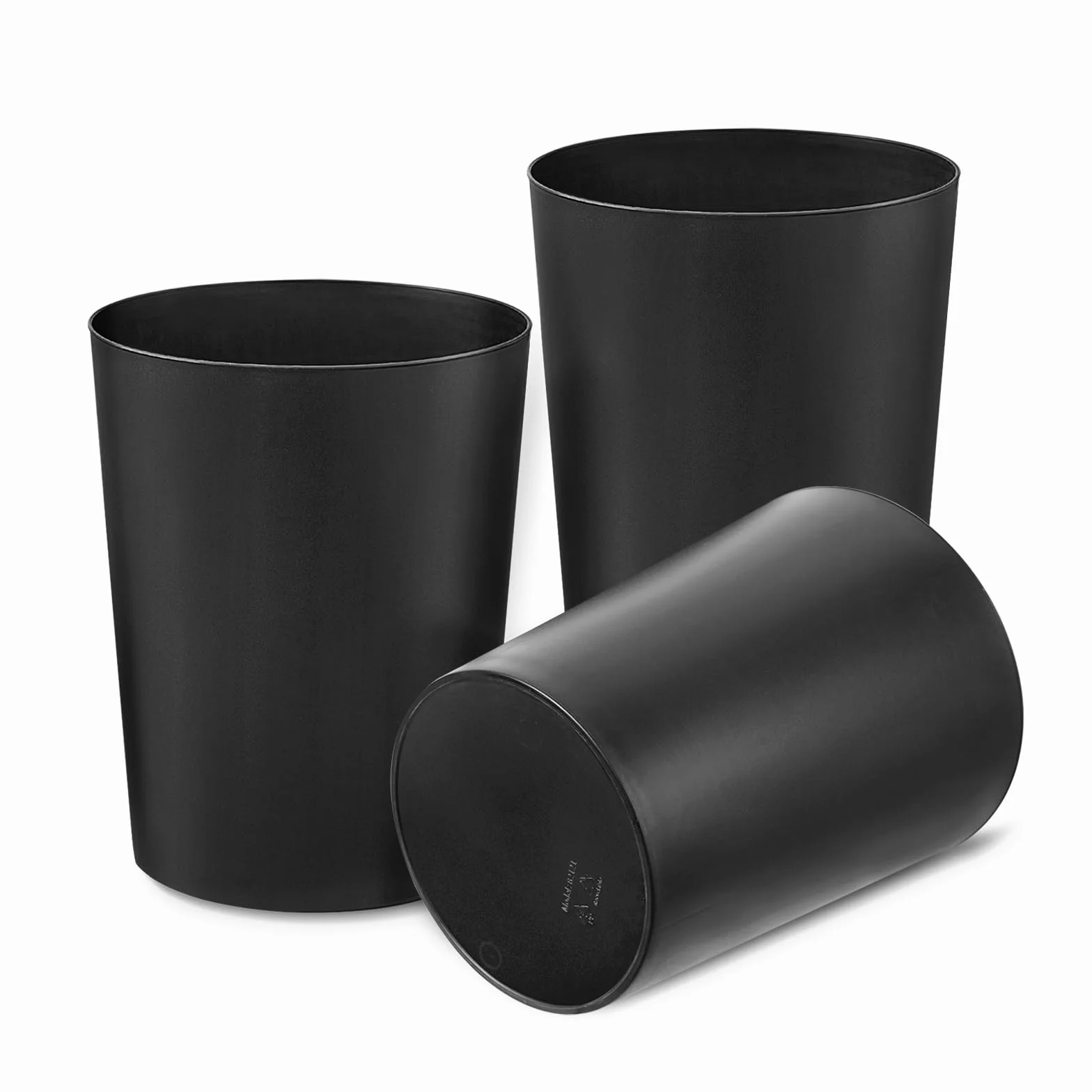 Cetomo Poubelle en Plastique 7.2L Corbeille à Papiers Empilable Noir 3 Pièces