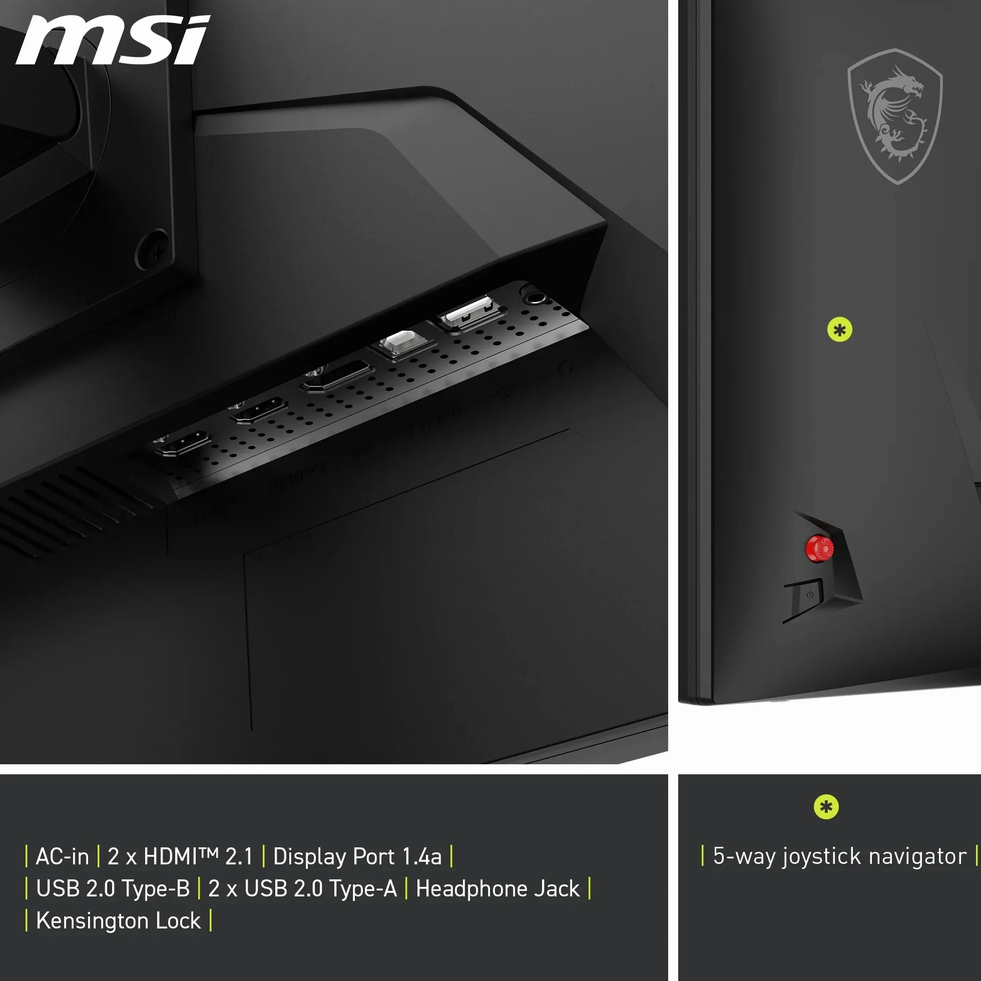 MSI MAG 272URDF E16 Gaming Display 27'' UHD - Szybki panel IPS 3840 x 2160, 0,5 ms, DisplayHDR 400, AI Vision, tryb podwójny, HDMI 2.1, DP 1.4a, nachylenie i regulacja wysokości, czarny