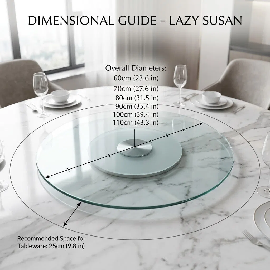 Plateau Tournant en Verre Trempé pour Table à Manger
