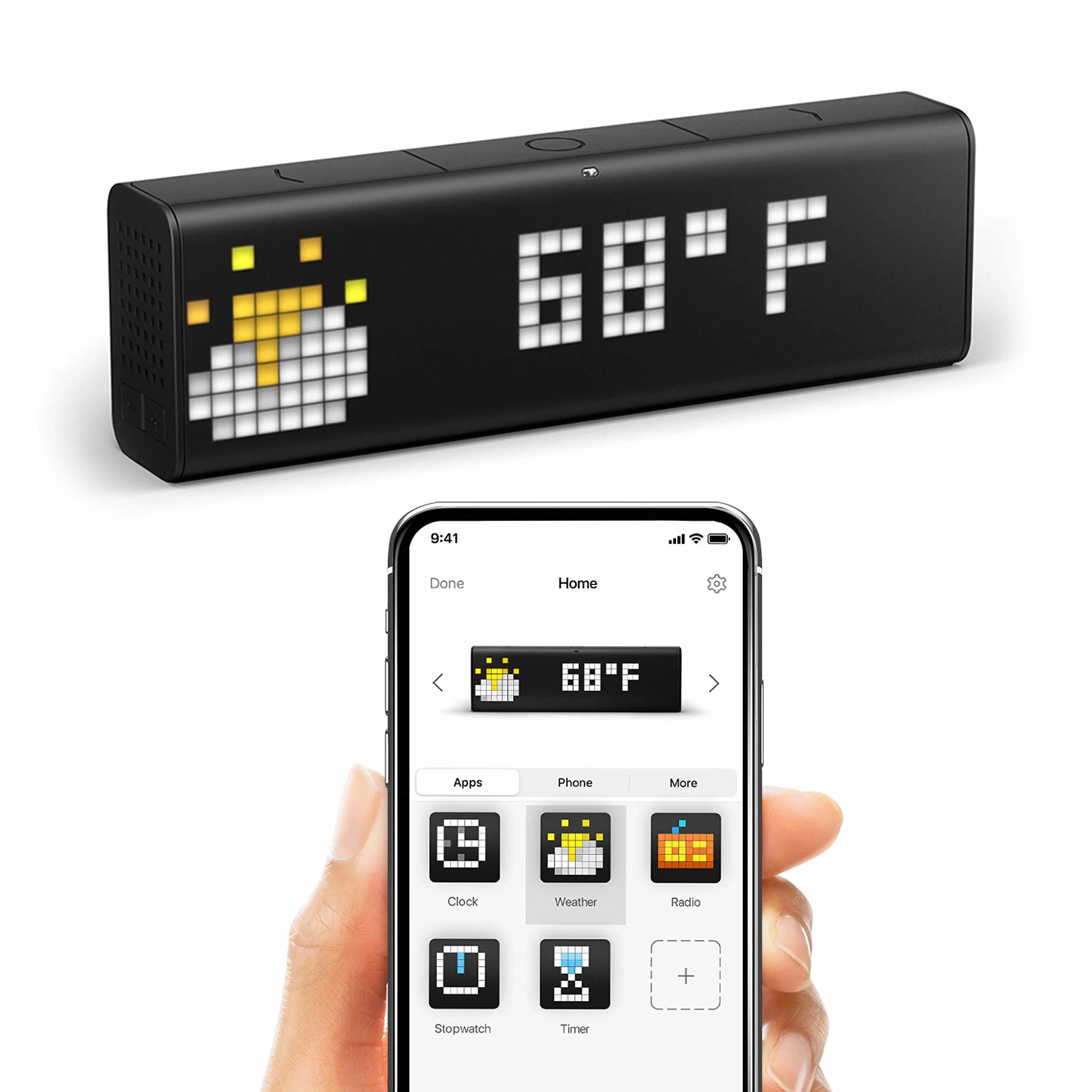 LaMetric Time : horloge Wi-Fi avec applications, Noir