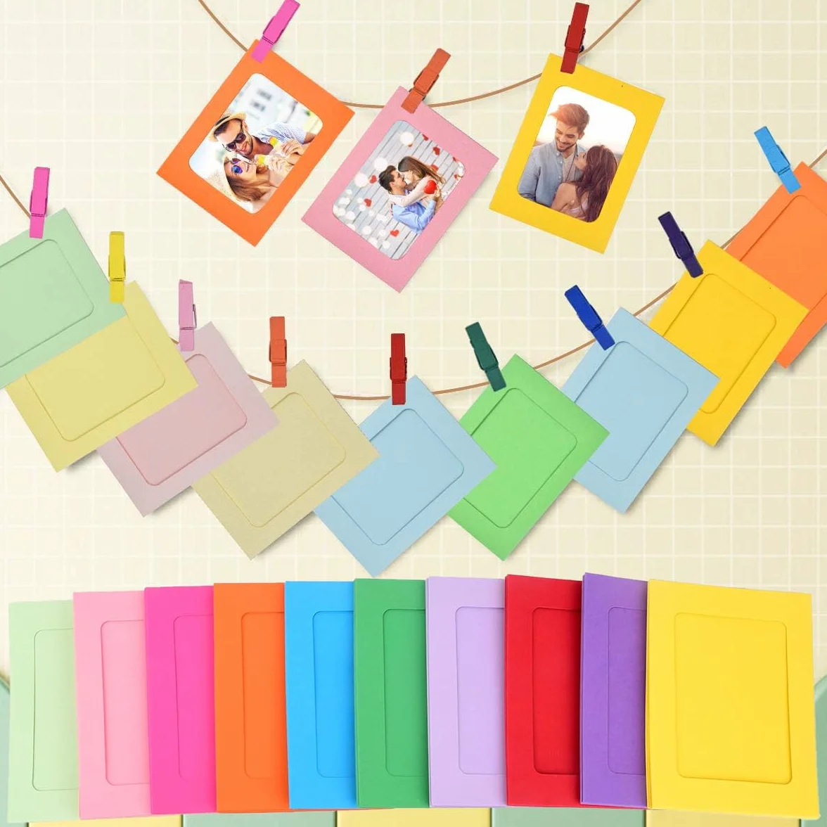 Cadre Photo en Carton 11.5 x 15.5 cm 20 Pièces DIY avec Clips et Cordes