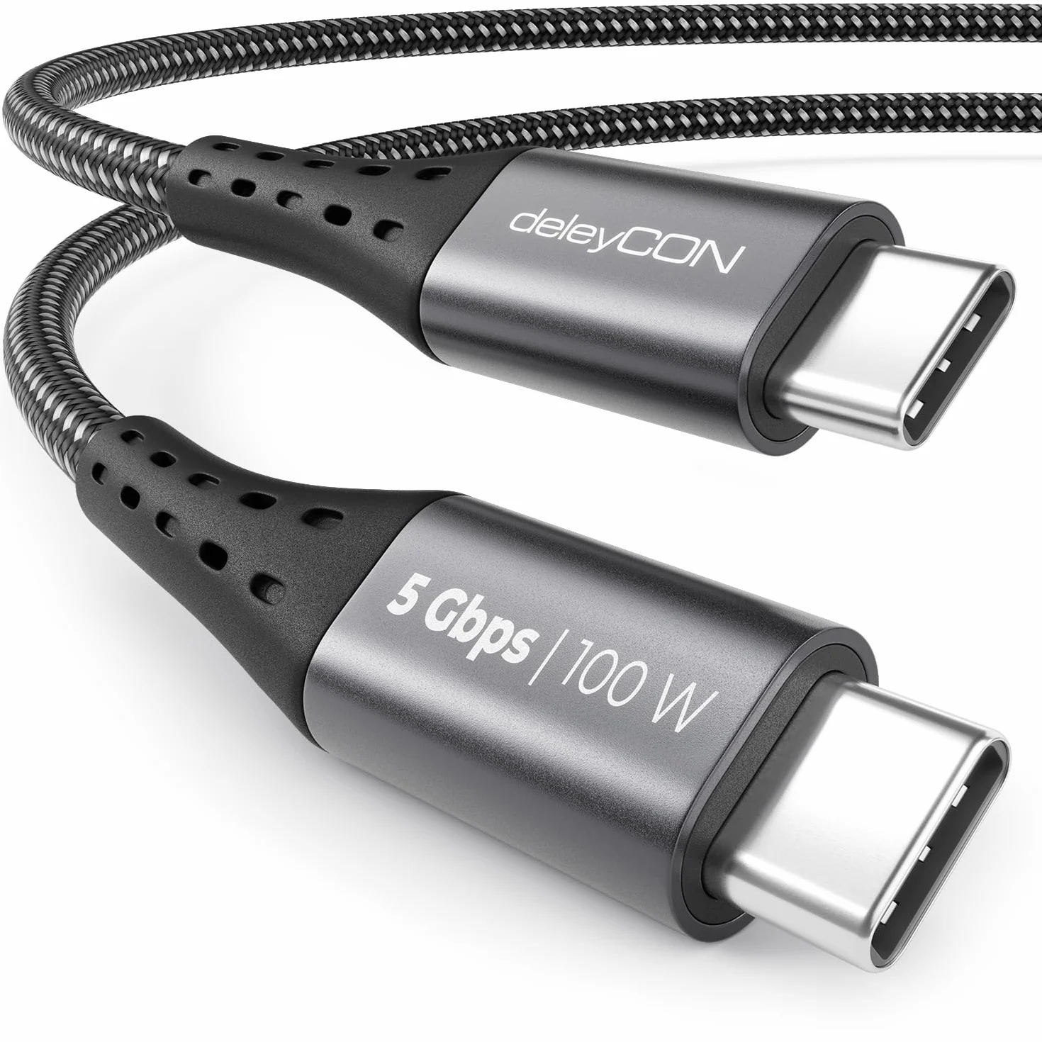 deleyCON 0,5m USB C Kabel PD3.0 (100W Szybkie Ładowanie + Przewód Danych 5 Gbit/s) Krótki Kabel Ładowania USB-C do iPhone 17 16 15 Pro Max Air Galaxy S26 S25 S24 Pixel iPad Pro MacBook Air Tablet PS5