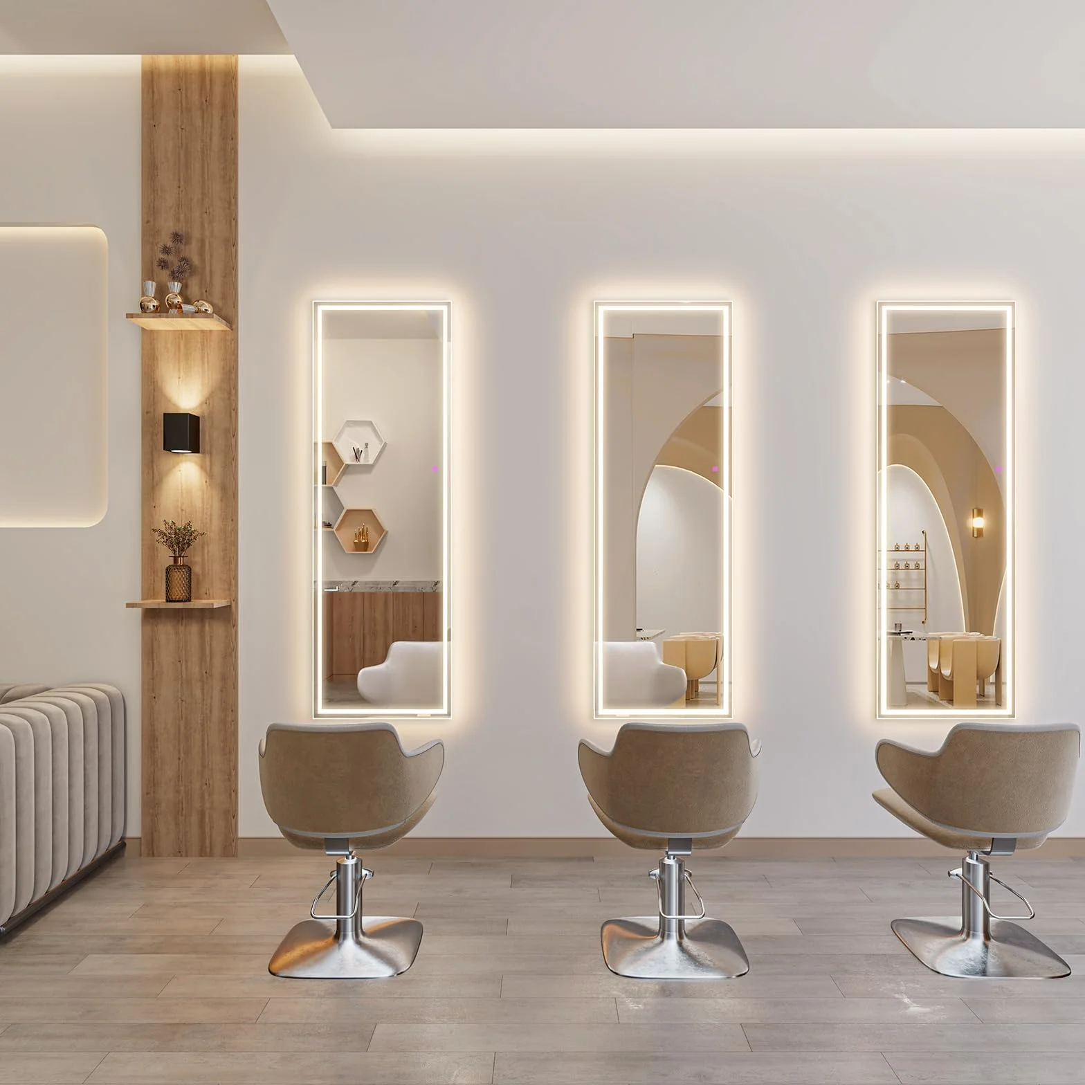 Dripex Miroir sur Pied LED 130X40cm, Miroir Mural avec éclairage, Miroir LED sur Pied, Grand Miroir intégral, 3 Réglables Couleur avec Interrupteur Tactile, pour Chambre à Coucher Salon Blanc