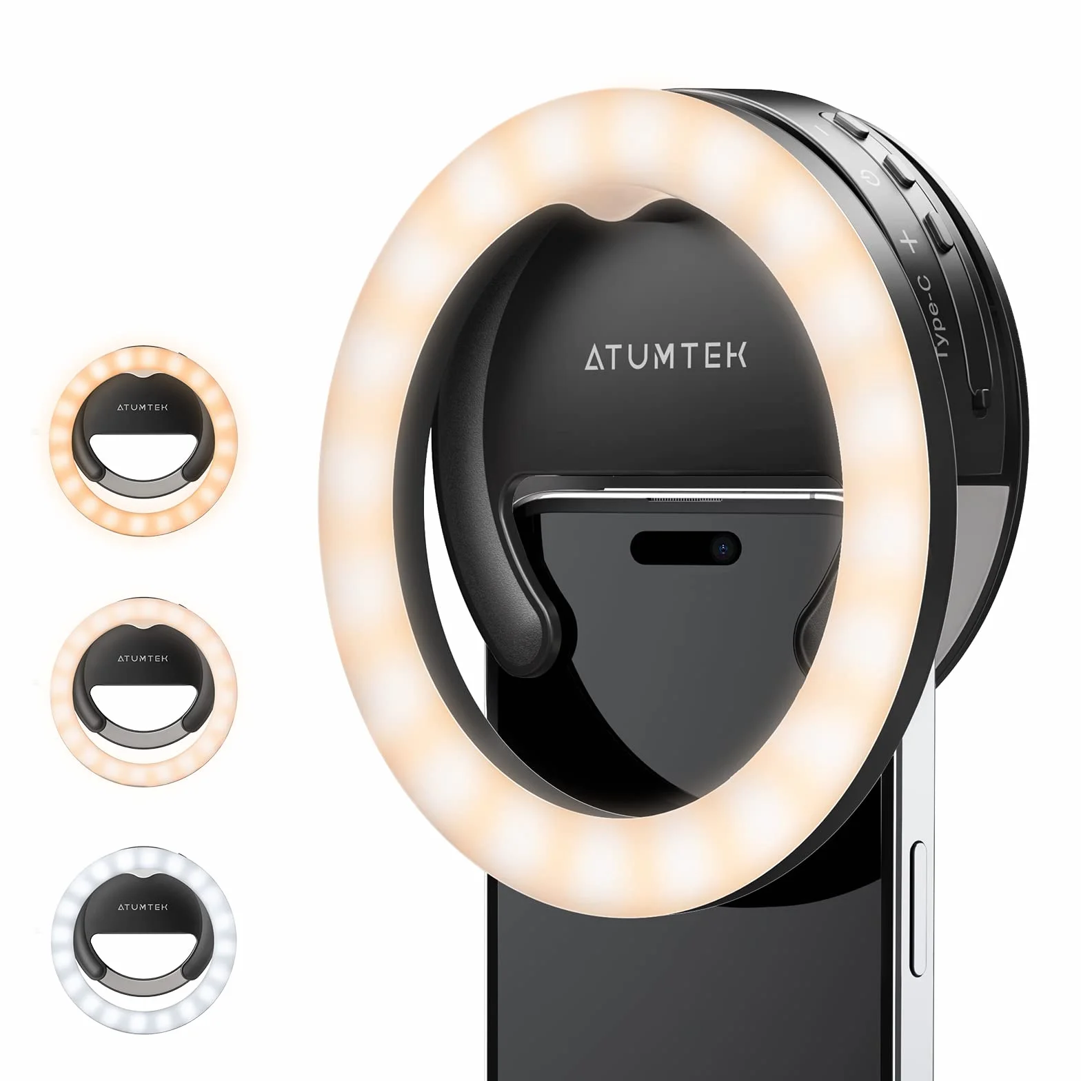 ATUMTEK Pierścień świetlny do telefonu Selfie Ring Light z akumulatorem z 40 diodami LED, do zdjęć i wideo do strumieniowego przesyłania strumieniowego, TikTok, Instagrama, spotkania z zoomem i