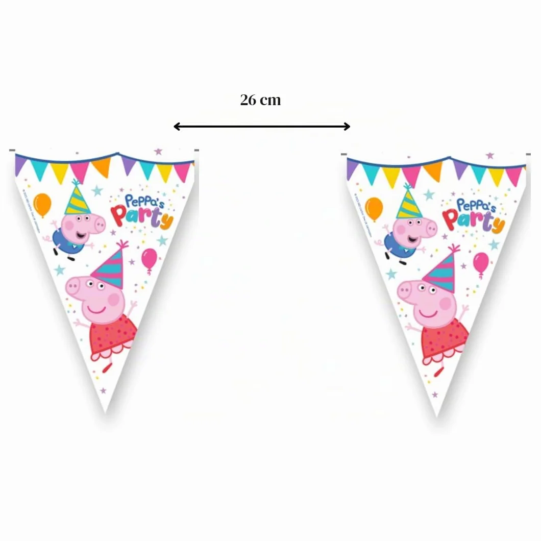 Fanion d'anniversaire Peppa Pig, Décoration d'enfant 3 M