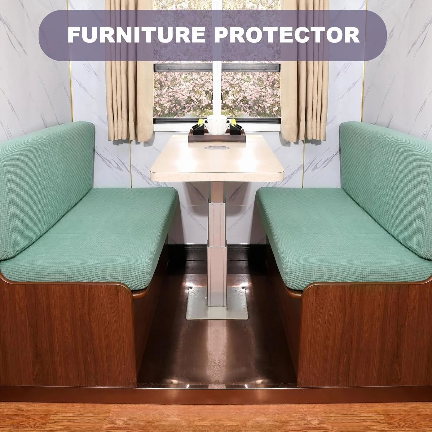 Housse Assise Canapé Camping-Car Extensible Protection Couvre Canapé 2 Pièces