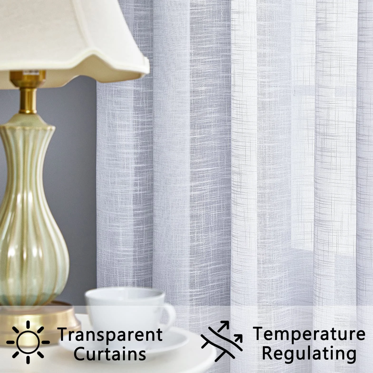 Topfinel Rideau Voilage Blanc 140x225 cm à Oeillets Lin Motif Croix Décoratif Salon Moderne Chambre Cuisine 2pcs