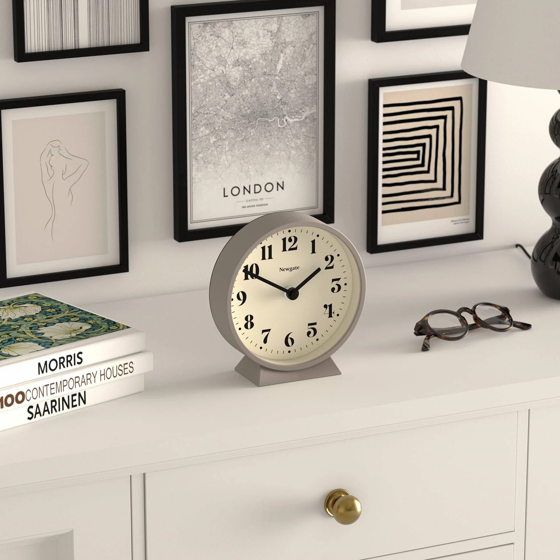 NEWGATE Theatre Horloge de cheminée Classique Moderne Pierre Contemporain Bureau Table