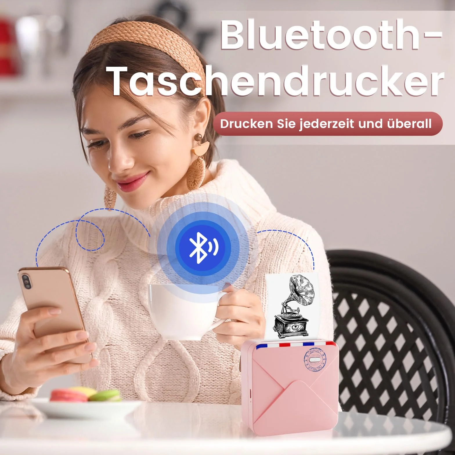 Mini Drukarka termiczna Bluetooth M02S, drukarka fotograficzna do smartfona, naklejki, kieszonkowa do nauki