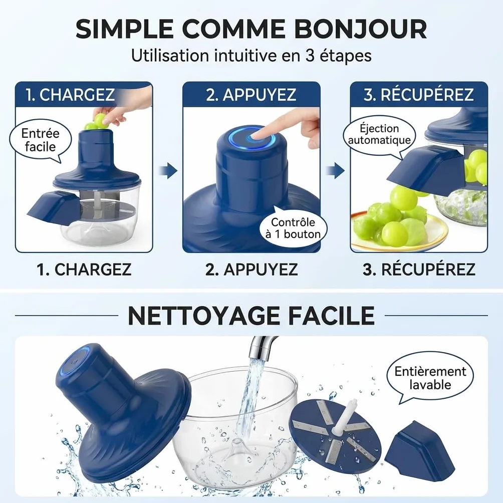 Éplucheur Électrique Automatique de Fruits et Légumes – Rechargeable USB-C – Lame en Acier Inoxydable – Épluchage Rapide Sans Effort – Épluche Ail, Tomates Cerises, Raisins et Plus
