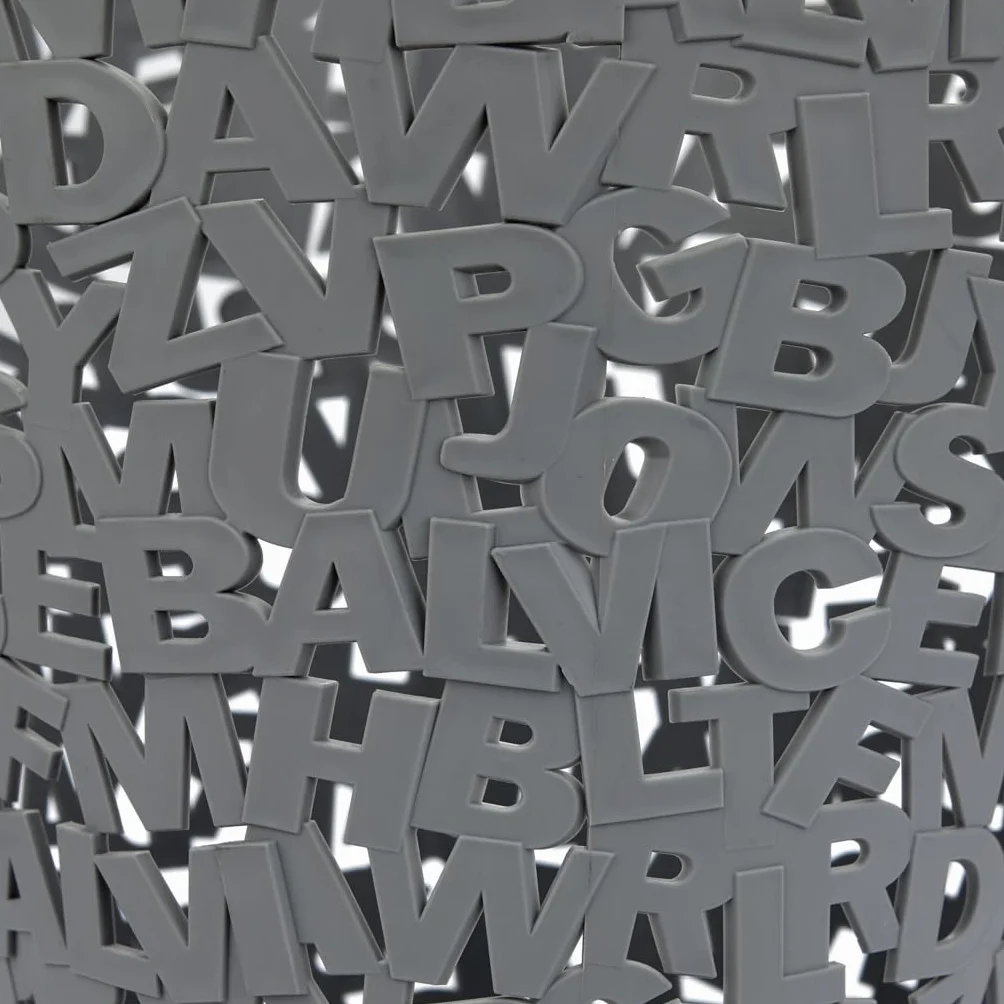 Balvi Corbeille à Papier Lettres Gris Plastique 30cm
