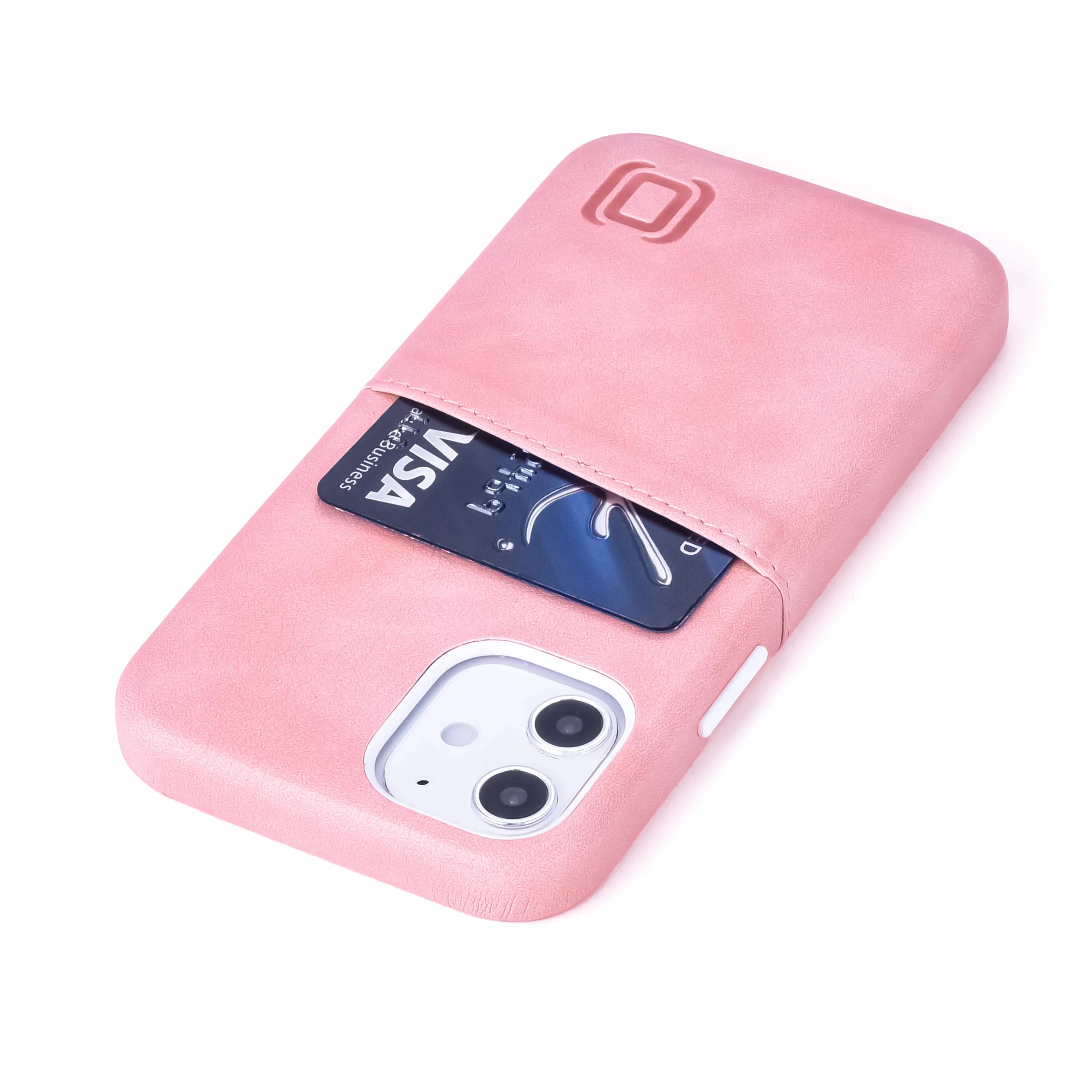 Dockem Etui portfelowe na iPhone'a 12 mini: wbudowana metalowa płytka do montażu magnetycznego i 1 uchwyt na kartę kredytową: 13.7 cm Exec M2, gładka skóra syntetyczna (różowy)