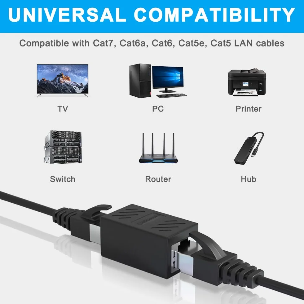 AXFEE 3 sztuki łącznika sieciowego RJ45, złącza Ethernet, ekranowany łącznik liniowy, kobieta do żeńskiego