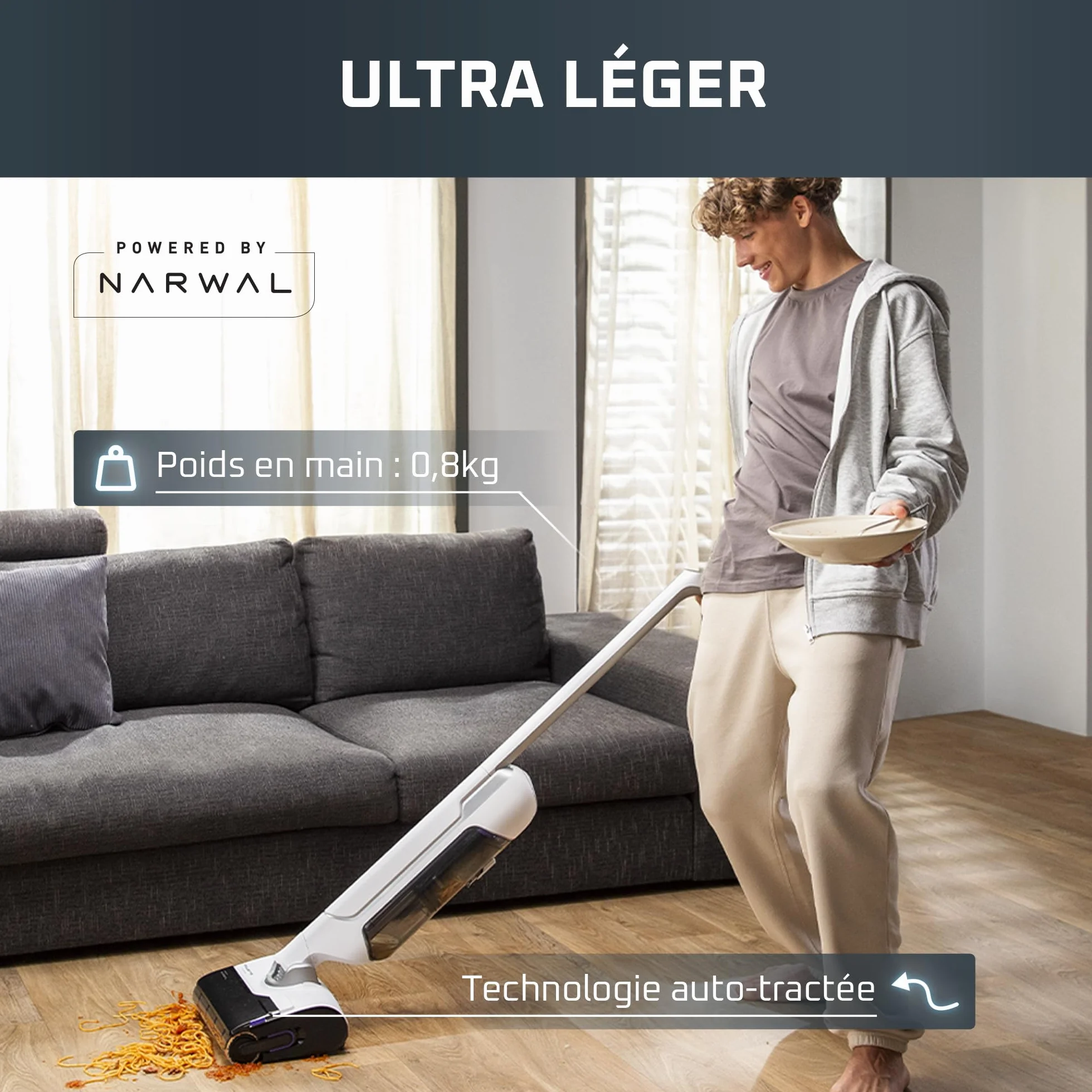 Rowenta Aspirateur Laveur sans fil X-Clean 10 180° Plat Auto-Nettoyage 65°C 60min Blanc GZ7540WO