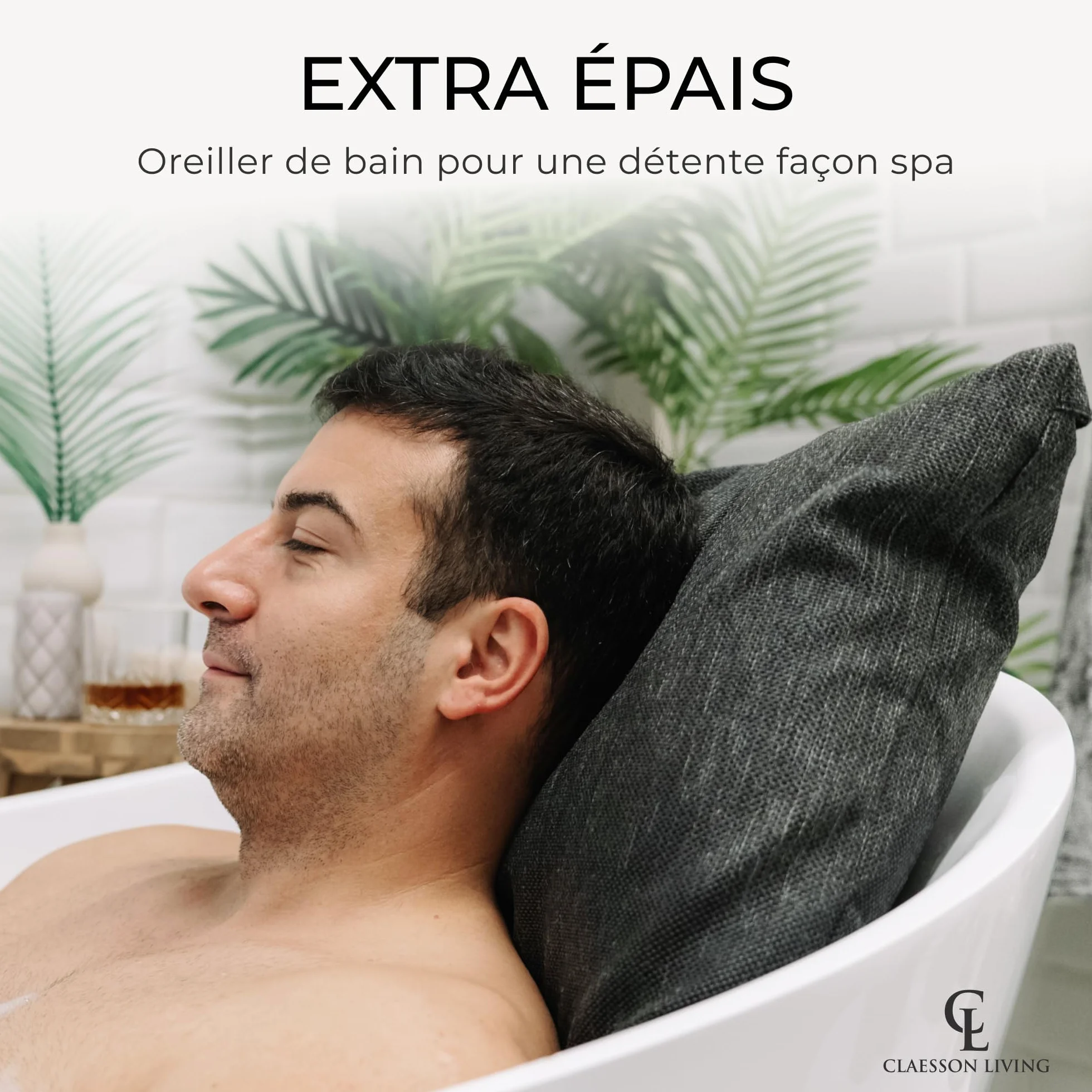 Coussin Baignoire Adulte, épais et Confortable, pour Le Soutien de la tête, du Cou et du Dos. Coussin de Baignoire Lavable, séchage Rapide, idéal pour Bain Relaxant à la Maison - Gris Foncé