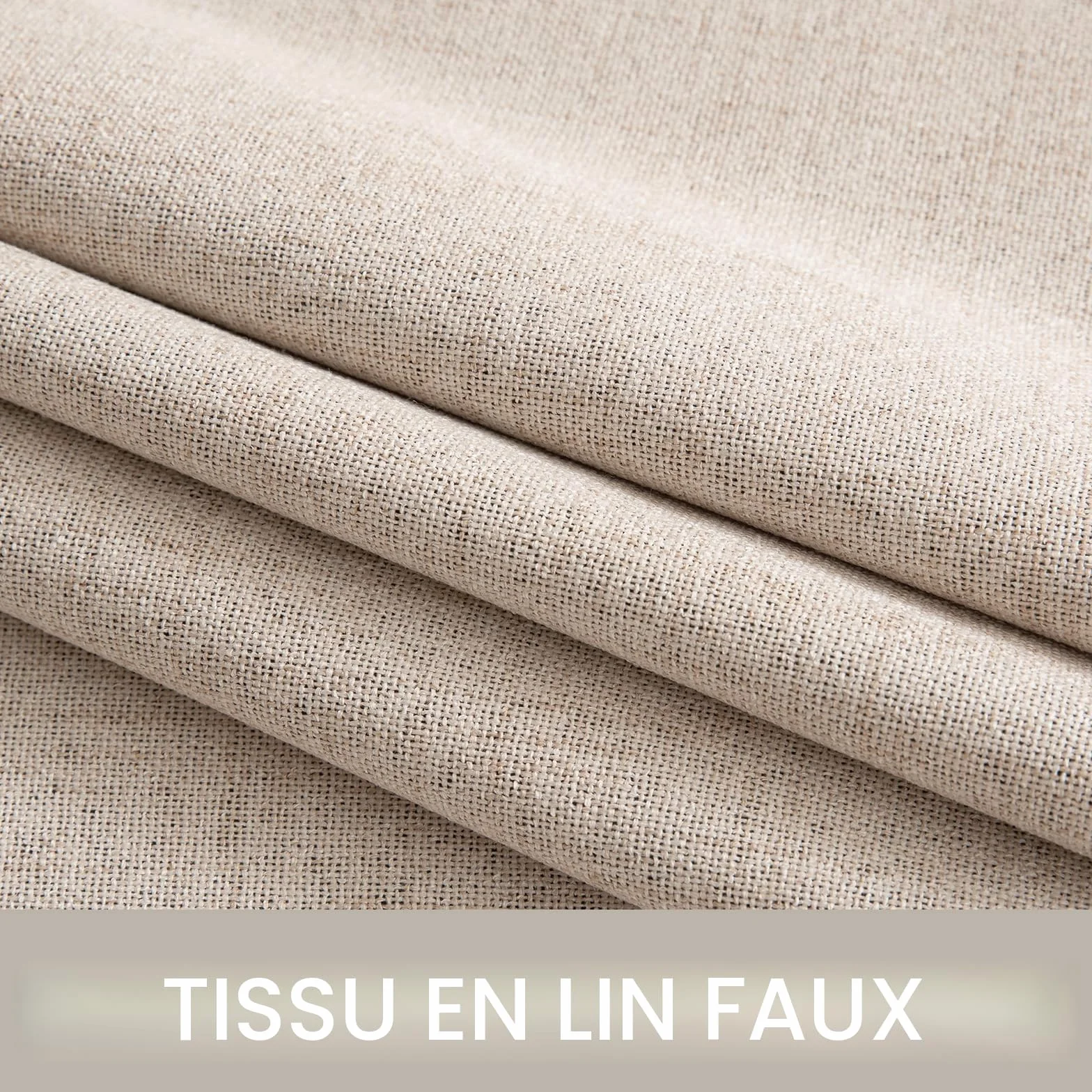 MIULEE Rideaux Opaques Thermiques avec Oeillets Lin 100% Opaques Lot de 2, 140 x 225 cm Beige