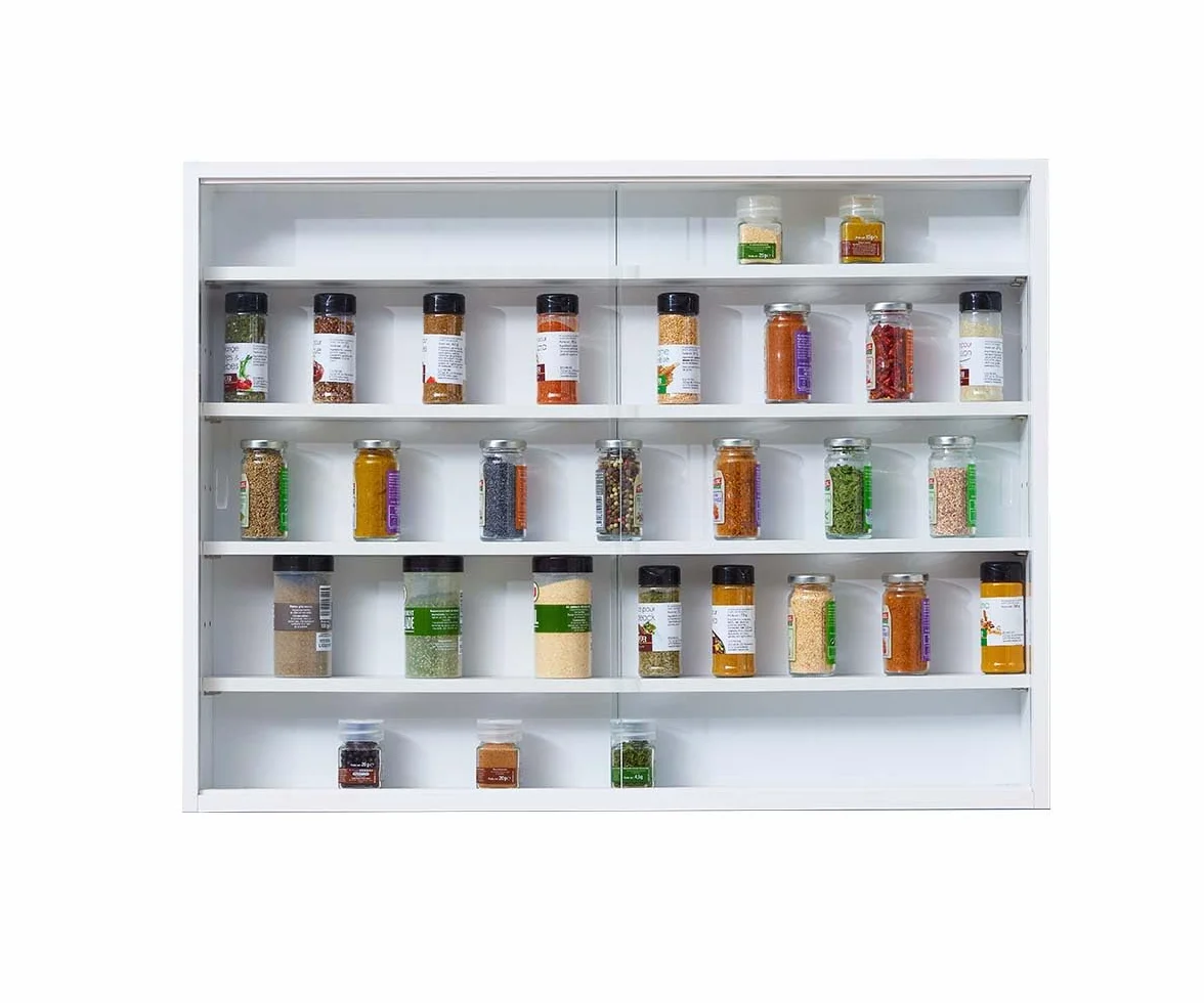 Inter Link - Vitrine Murale pour Objets de Collection – Armoire de rangement avec 4 étagères – 5 Compartiments - pour Miniatures - MDF -Blanc (80x60x9.5 cm) Compilati
