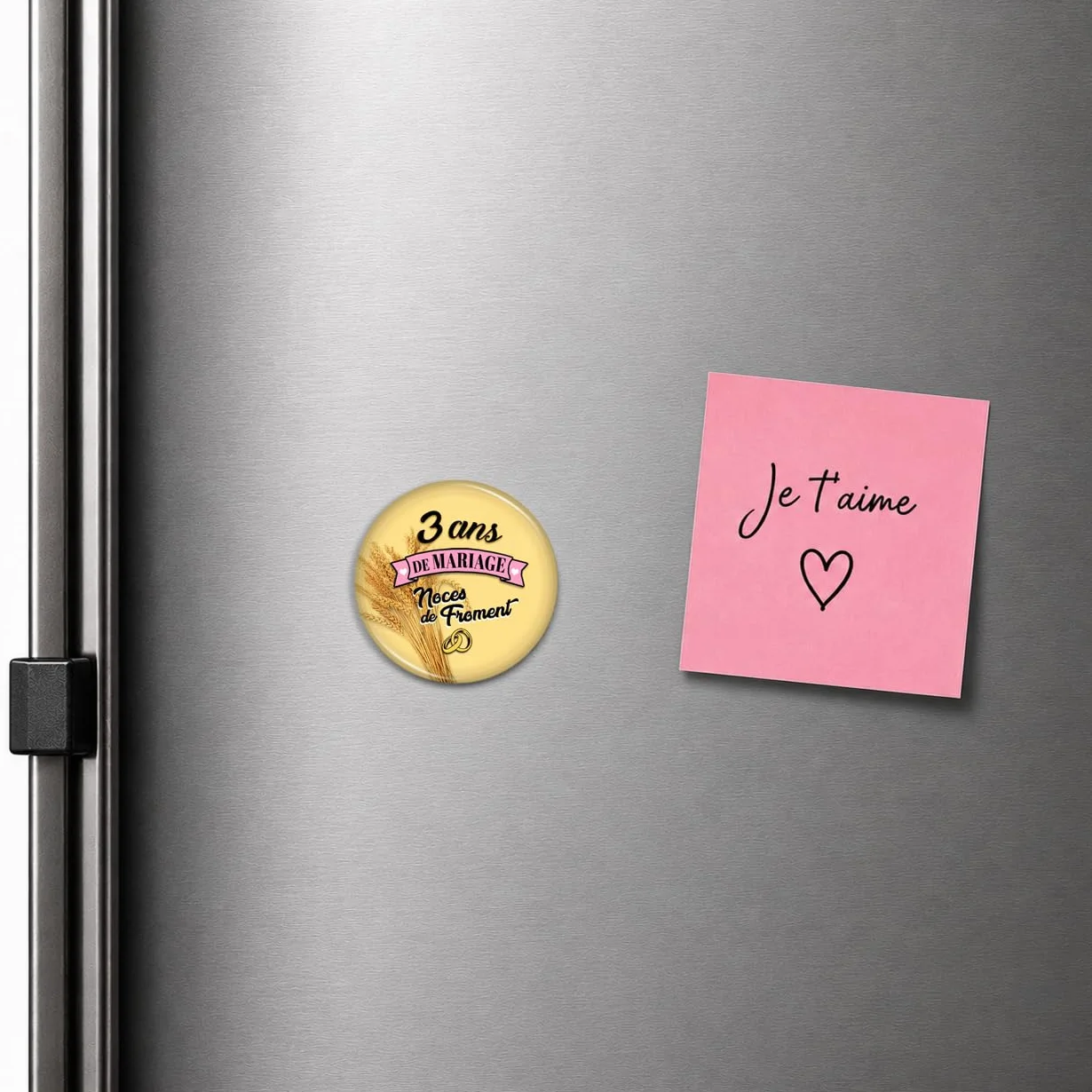 Magnet Aimant 3.8cm Anniversaire 3 Ans de Mariage Noces de Froment
