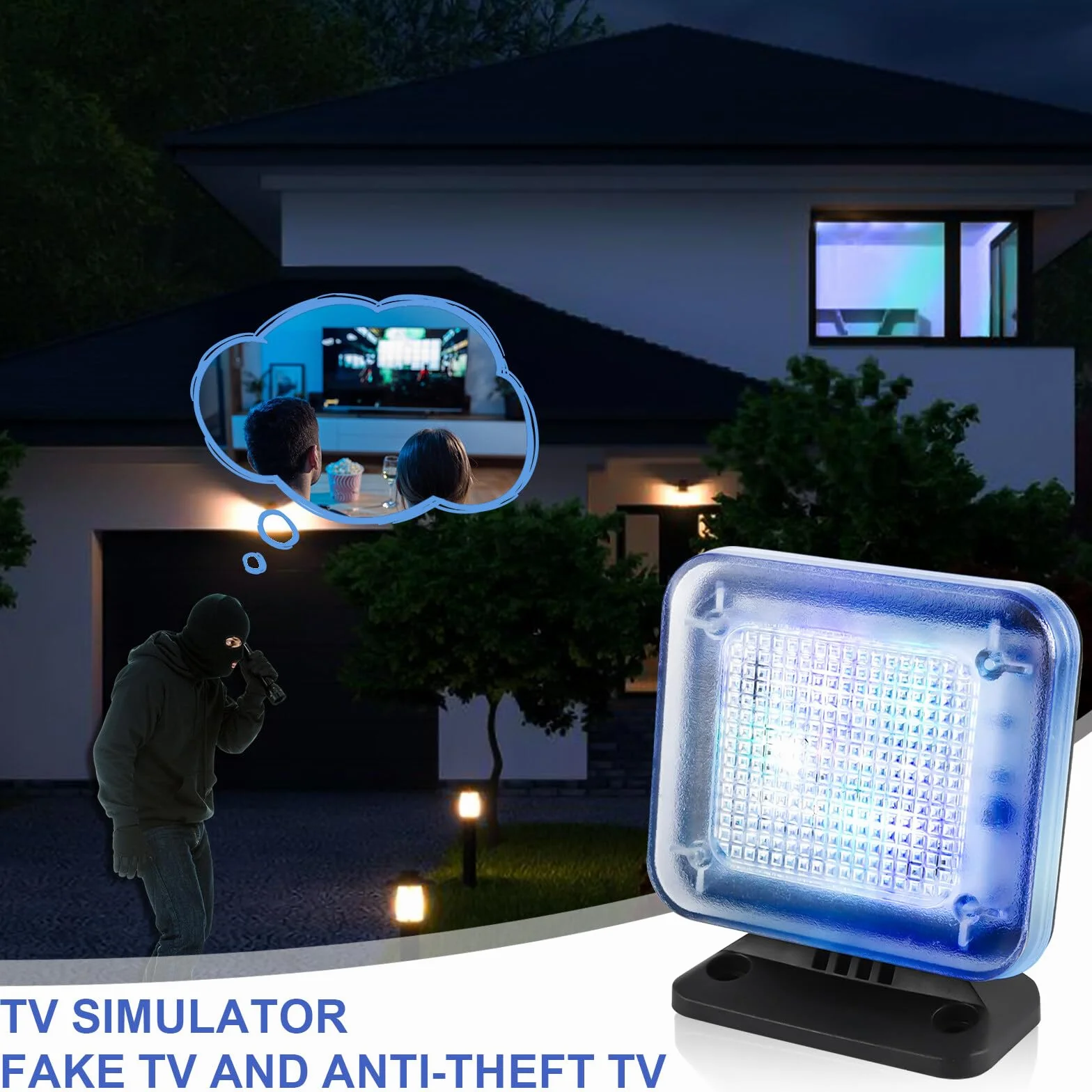 Symulator LED TV, Światła do Ochrony Przed Włamaniem - Atrapa Telewizyjna z Adapterem Sieciowym do Salonu