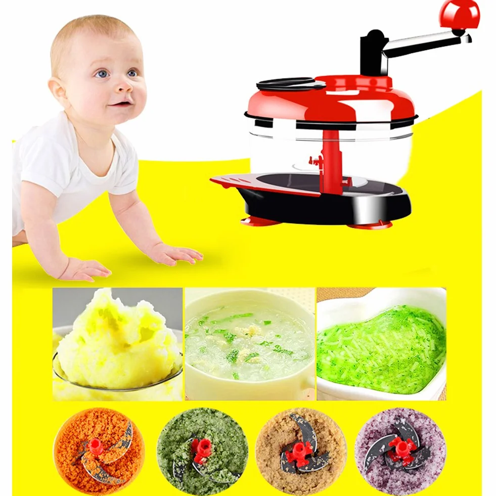 Hachoir Manuel à Main Legume Fruits 4 Vitesses 2L Lame Mixeur sans BPA