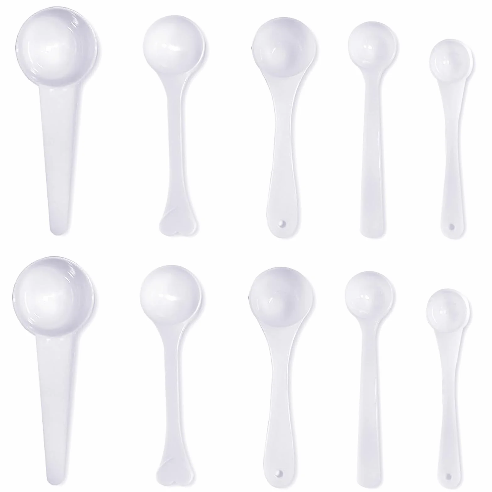 Lot de 10 Cuillères Doseuses en Plastique, Set de Mesure Précise 0.5g-5g pour Poudre de Lait
