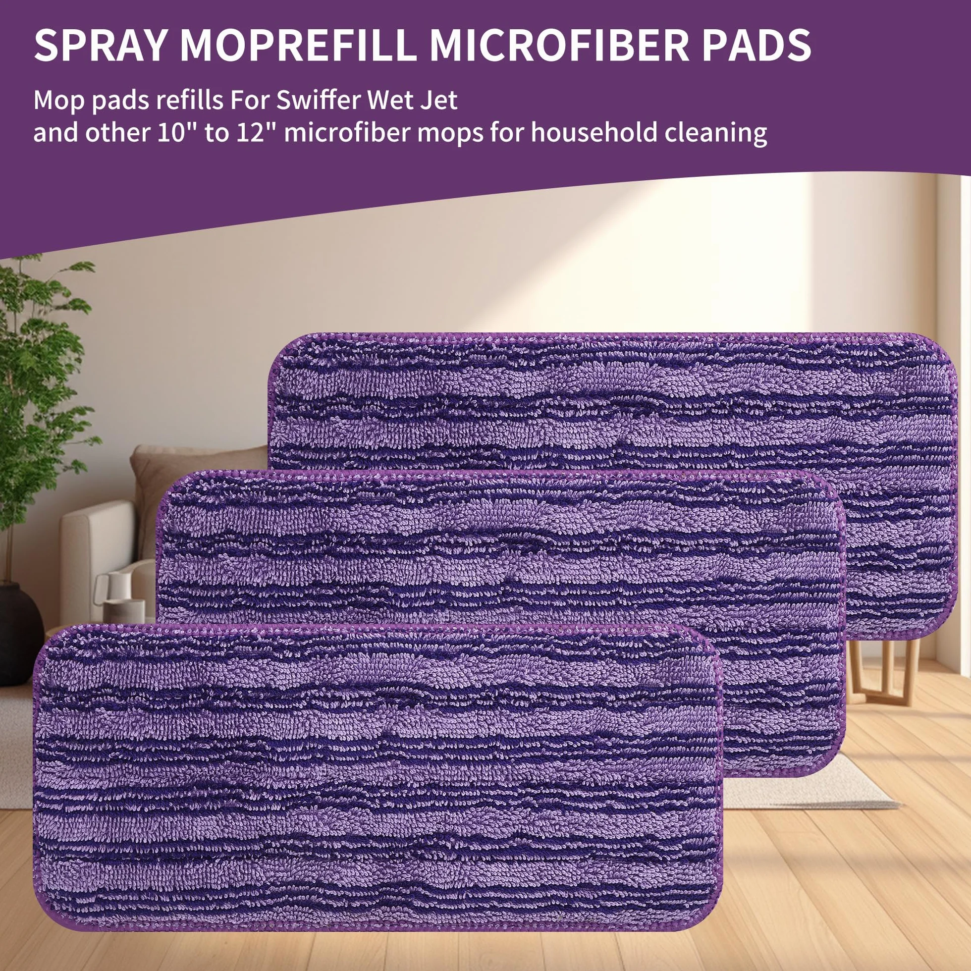 Serpillères en Microfibre 6 pièces compatibles avec Swiffer Wet Jet, Lingettes de rechange