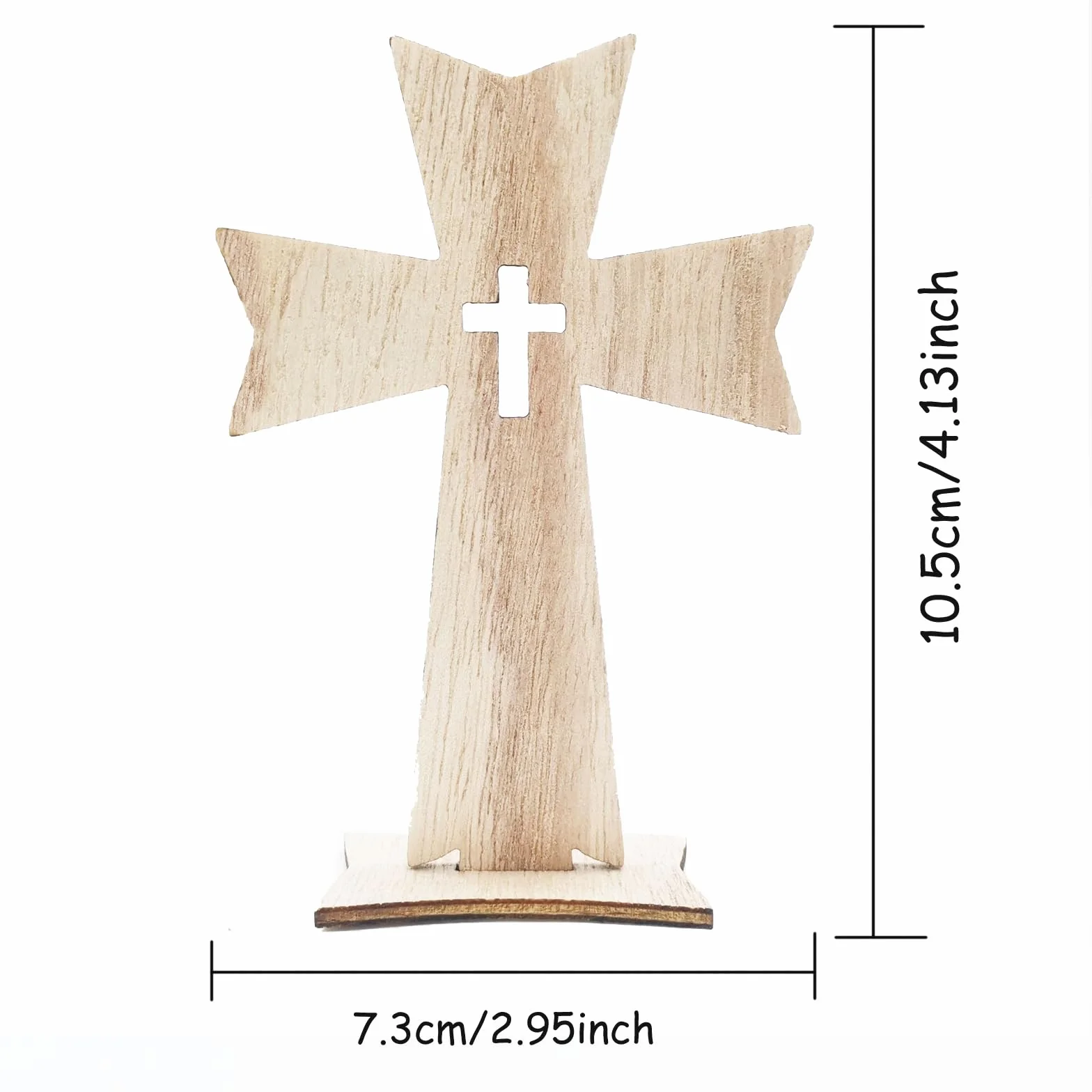 Croix en Bois avec Socle, 10 Pièces, Décoration de Table, Cadeau de Pâques