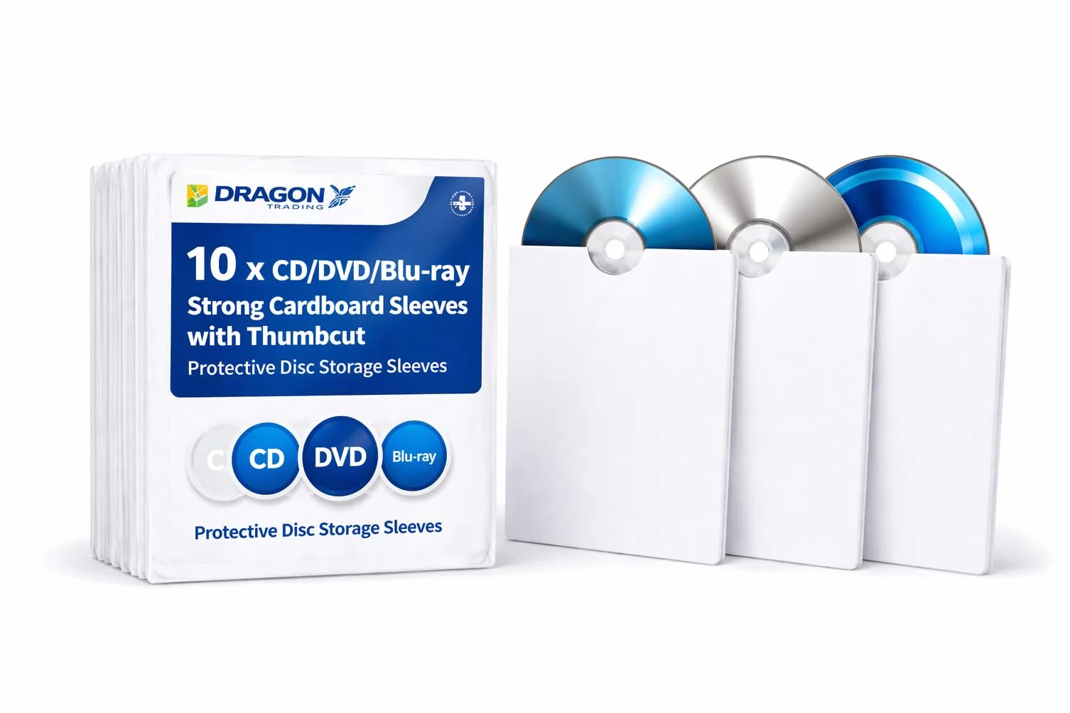 Dragon Trading® 10 x CD DVD Carton robuste manches