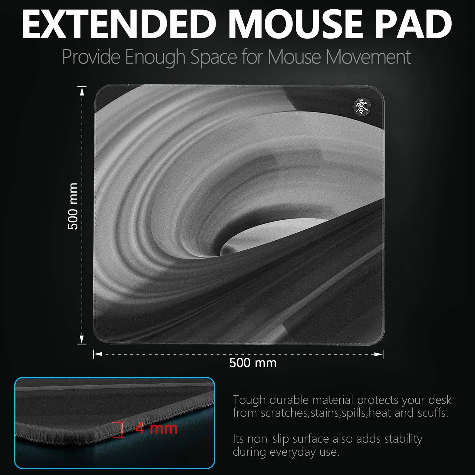 X-Raypad Aqua Control ZERO AC0 gamingowa podkładka pod mysz, bardzo precyzyjna podkładka pod mysz z doskonałą prędkością i możliwościami sterowania (czarna AC0, 500 x 500 x 4 mm)