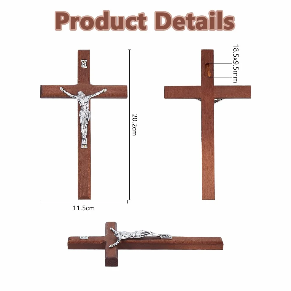 DICOSMETIC Croix en bois de platine alliage Jésus-Christ Catholique décoration maison 17,95 cm
