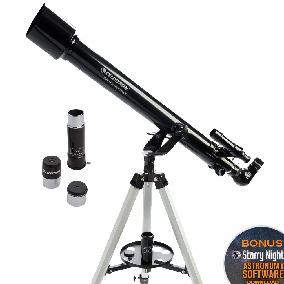 Celestron 21041 PowerSeeker 60AZ Refractor Telescope, Black