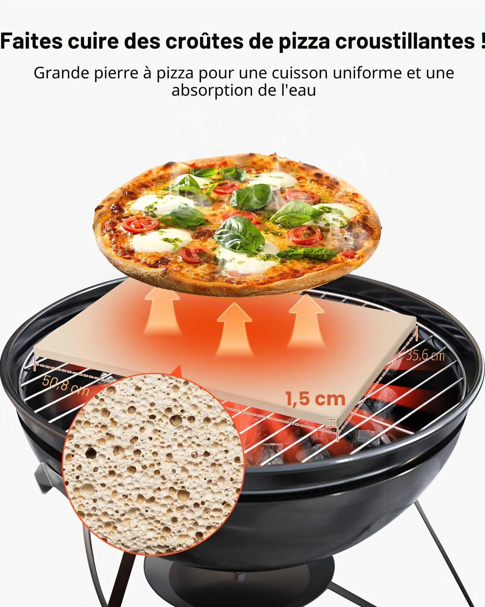 VEVOR Pierre à pizza rectangulaire en cordiérite 50,8 x 35,5 cm, pierre de cuisson extra large avec pelle en aluminium, résistante à la chaleur, épaisseur 1,5 cm, pour four, cuisson du pain, barbecue