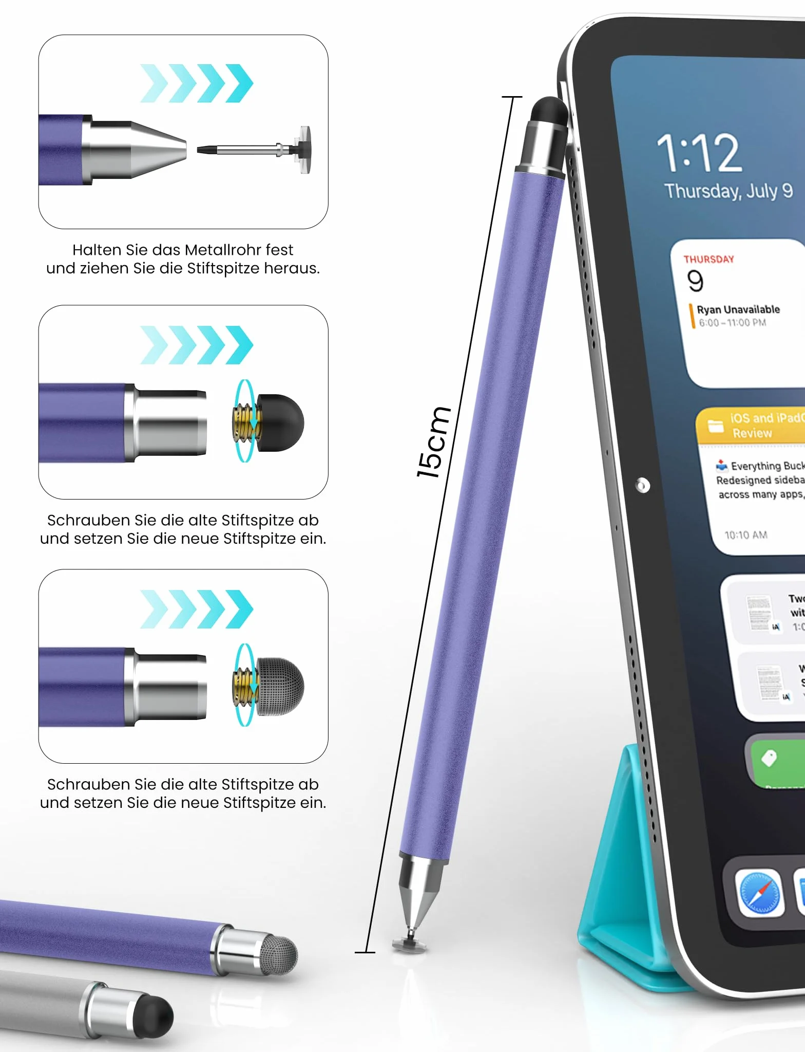 Rysik do tabletu MEKO 3 w 1 magnetyczny rysik do ekranu dotykovego, rysik z włóknem gumowym Disc Stylus dotykowy do wszystkich tabletów/telefonów komórkowych takich jak iPhone/iPad/Switch/Mini/iWatch