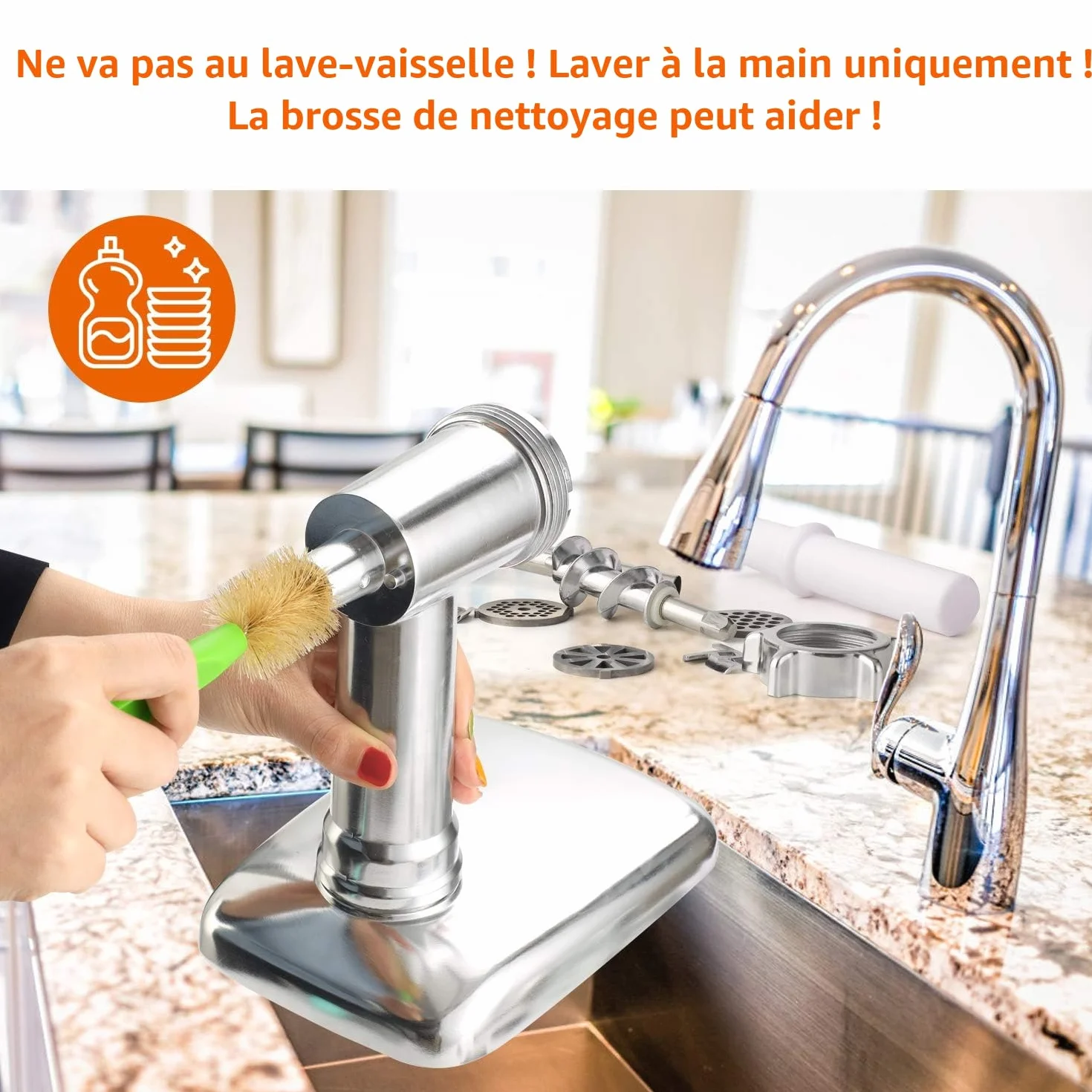 Hachoir à viande en métal avec poussoir et 3 tubes à farcir pour saucisses, extension durable compatible avec tous les modèles KitchenAid