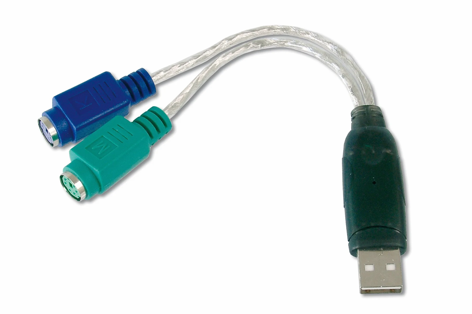 DIGITUS Adaptateur USB vers PS/2 Souris & Clavier USB Type-A mâle vers 2X Mini-Din 6 Femelles Plug & Play