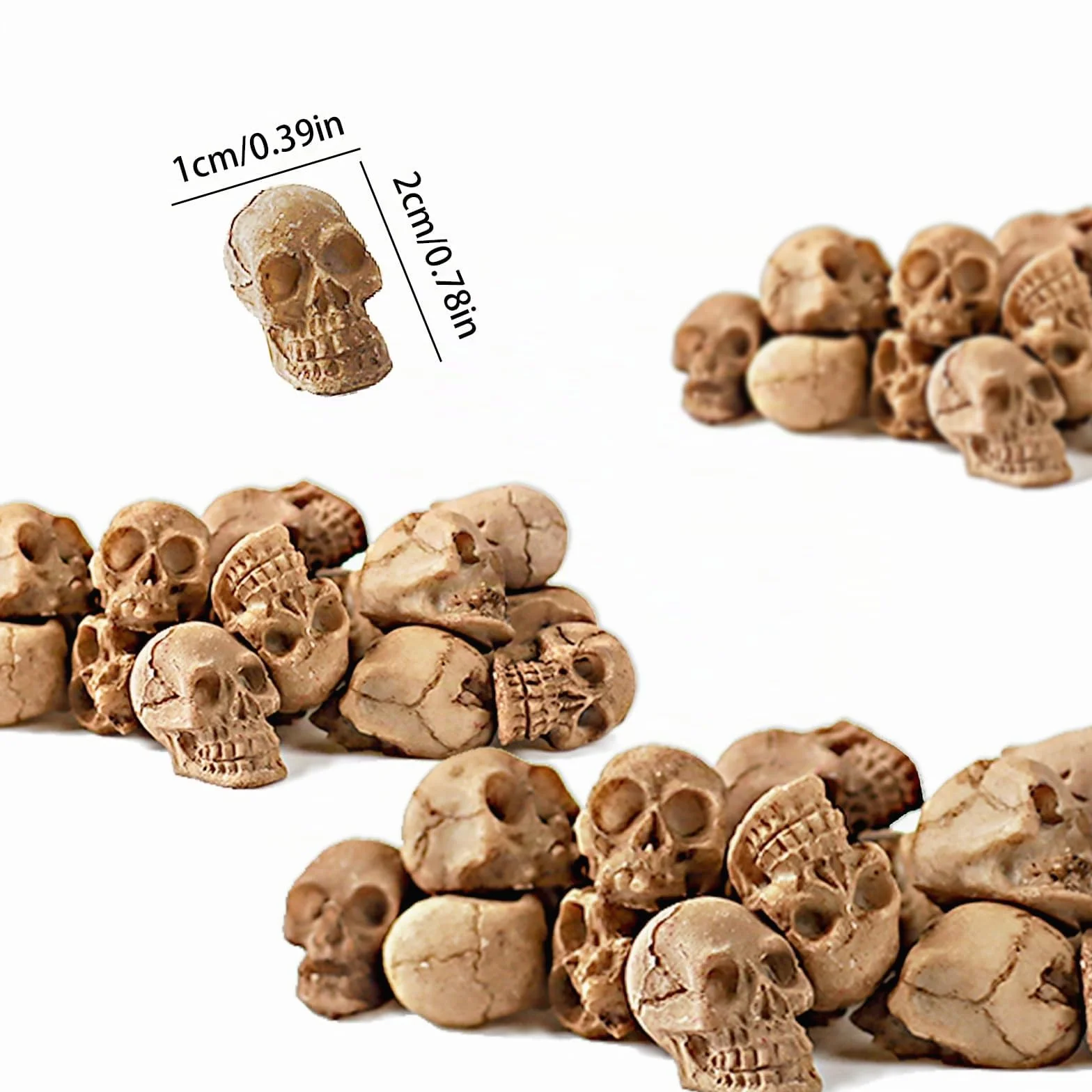 Lot de 20 têtes de mort en résine - Mini crânes Halloween - Décoration DIY