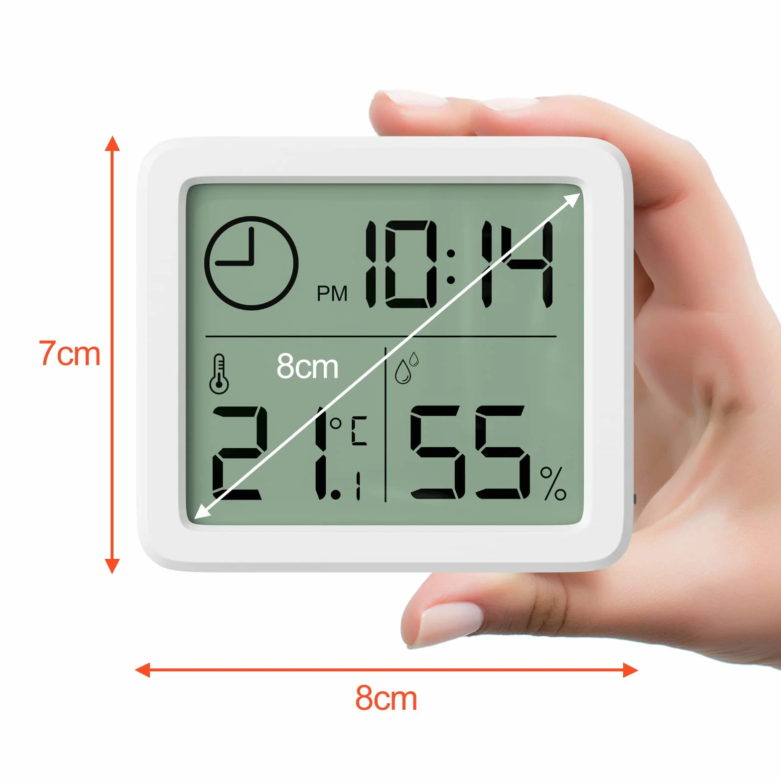 Professionnel Thermomètre Intérieur Numérique Hygromètre Portable Grand Écran avec Horloge Blanc Précis