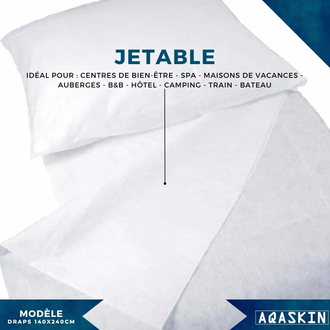 Draps Jetables en TNT 140 x 240 cm, Blanc, Lot de 10