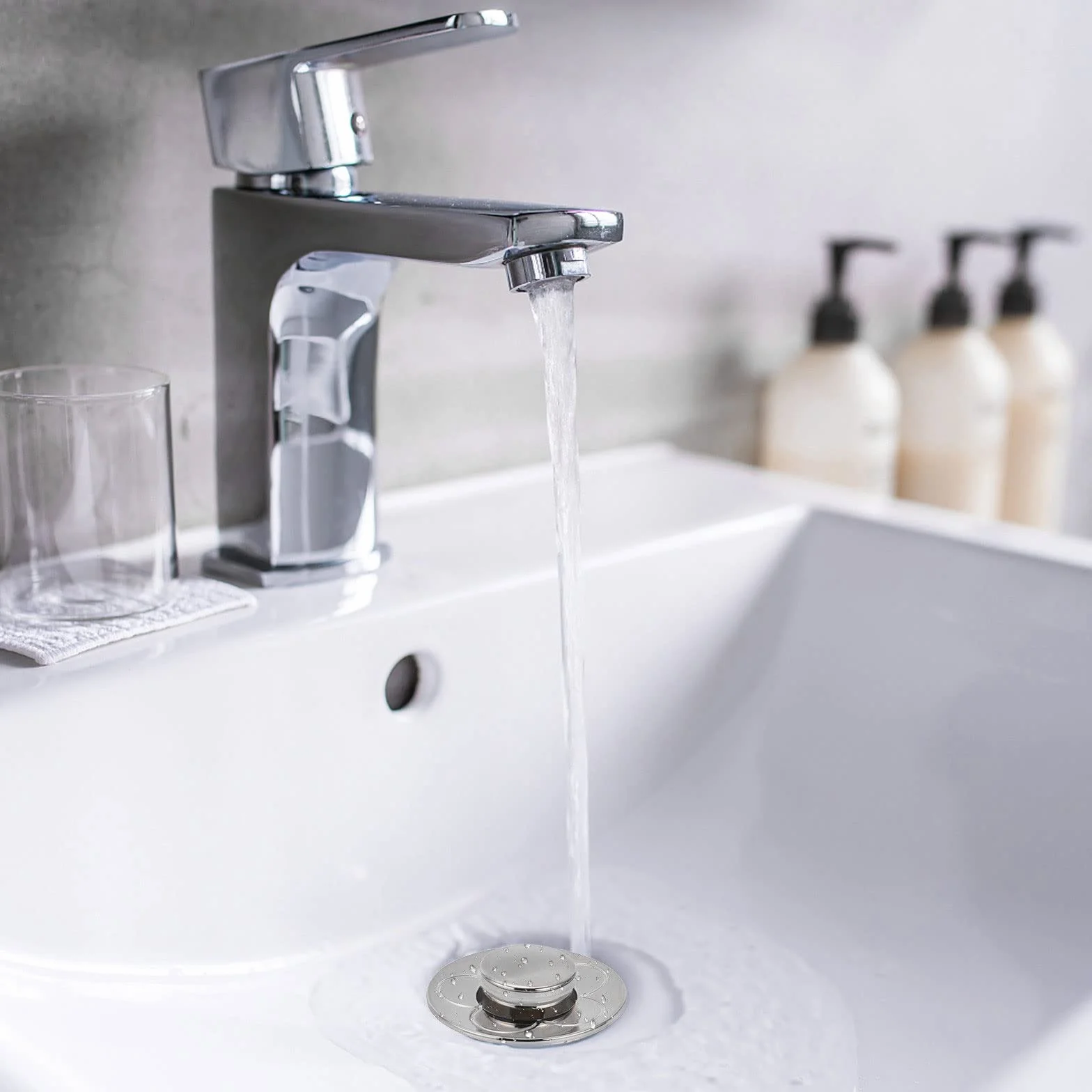 Bonde de Lavabo Universel Pop Up avec Filtre Anti-Clogging Anti-Bloqué - 2 Pièces