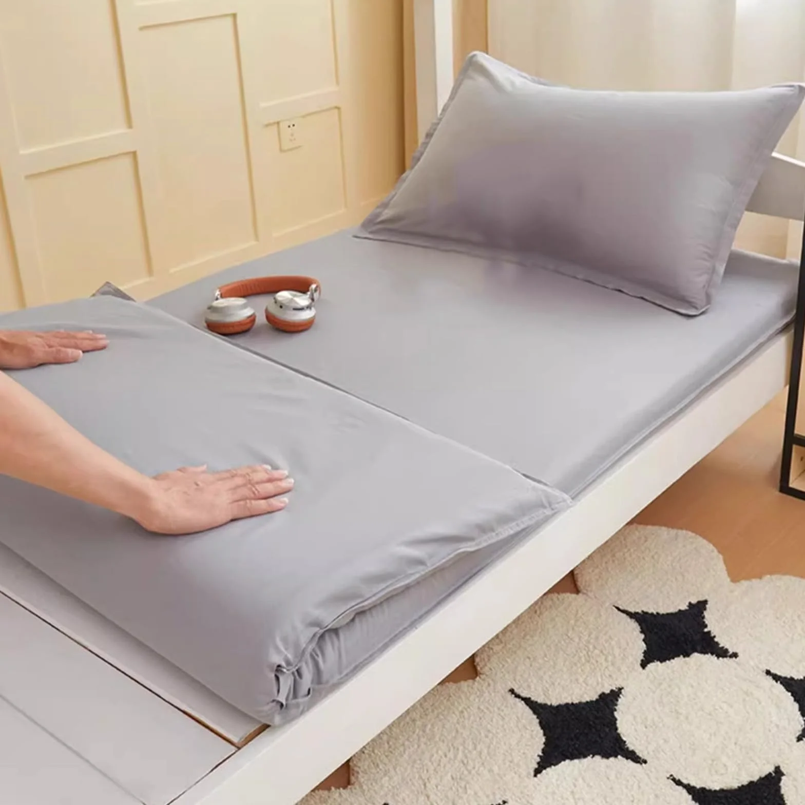 Japonais Housse de Matelas Futon, Coton Protection Lavable Anti-Poussière 80x190cm