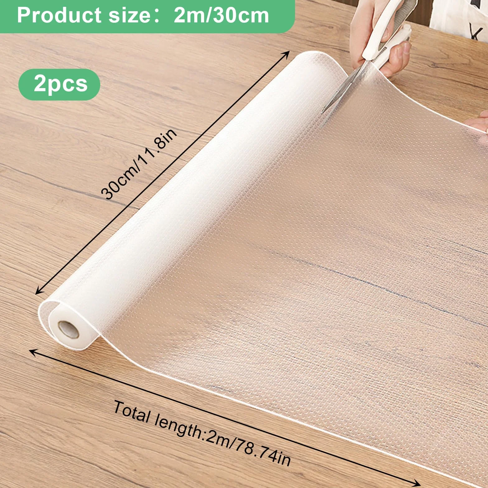 Tapis Fond de Tiroir EVA Antiderapant Non-adhésif Antibactérien Lavable 30cm x 400m pour Protection Placard Cuisine