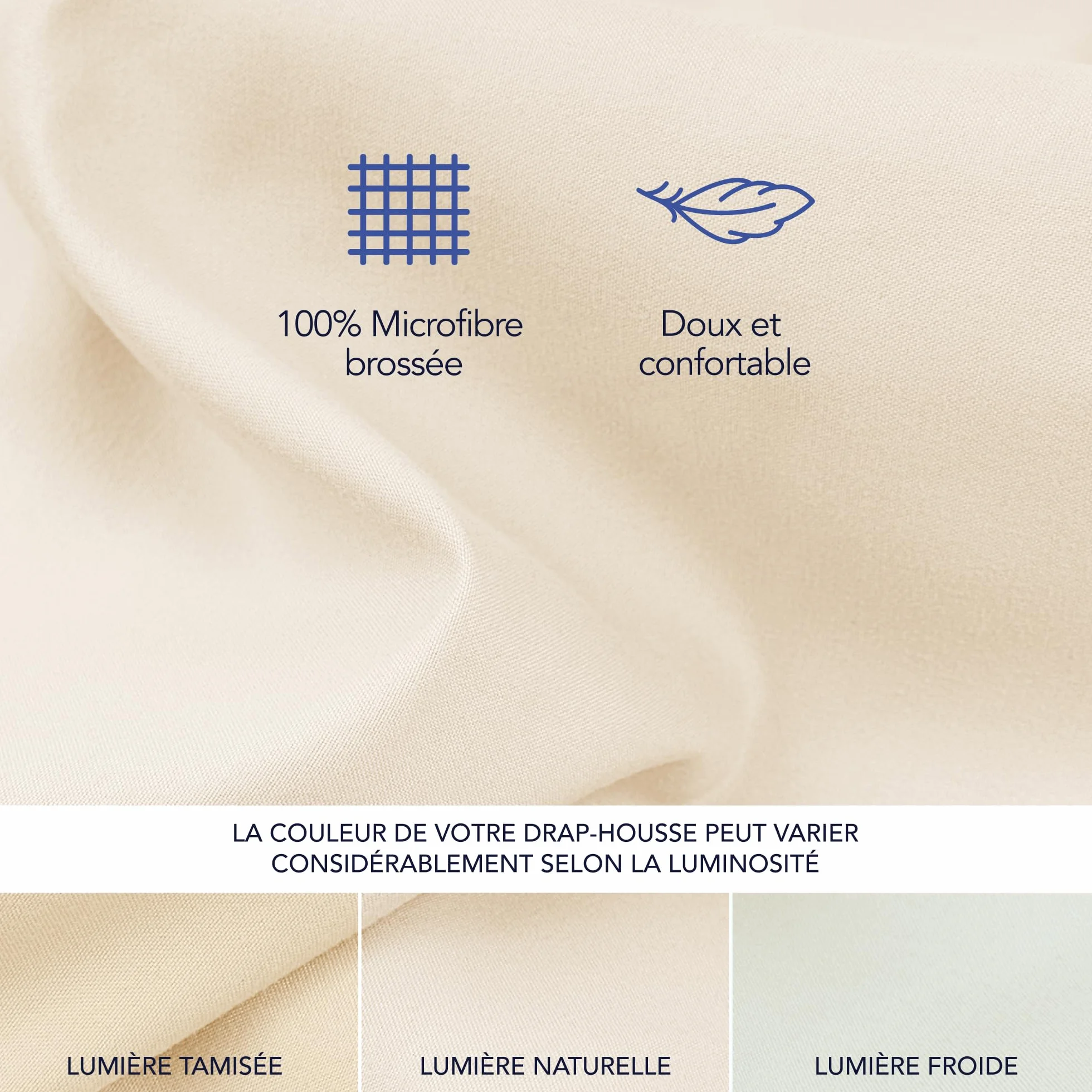 Dreamzie Drap Housse 160x200 Bonnet 35 cm Microfibre Ultra Douce Matelas Épais Oeko-Tex Beige