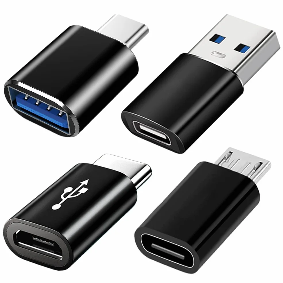 Lot de 4 Adaptateurs USB C vers USB 3.0 OTG, Micro USB vers USB C Compatible MacBook Pro Air iPhone 17 16 15 iPad Samsung Galaxy S25 S24 S23 A56 A16
