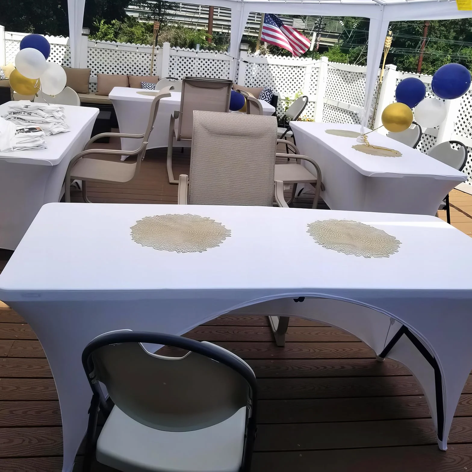 Lot de 2 nappes élastiquées lavables et extensibles pour banquets, mariages et fêtes 183 x 76 x 76 cm - Blanc