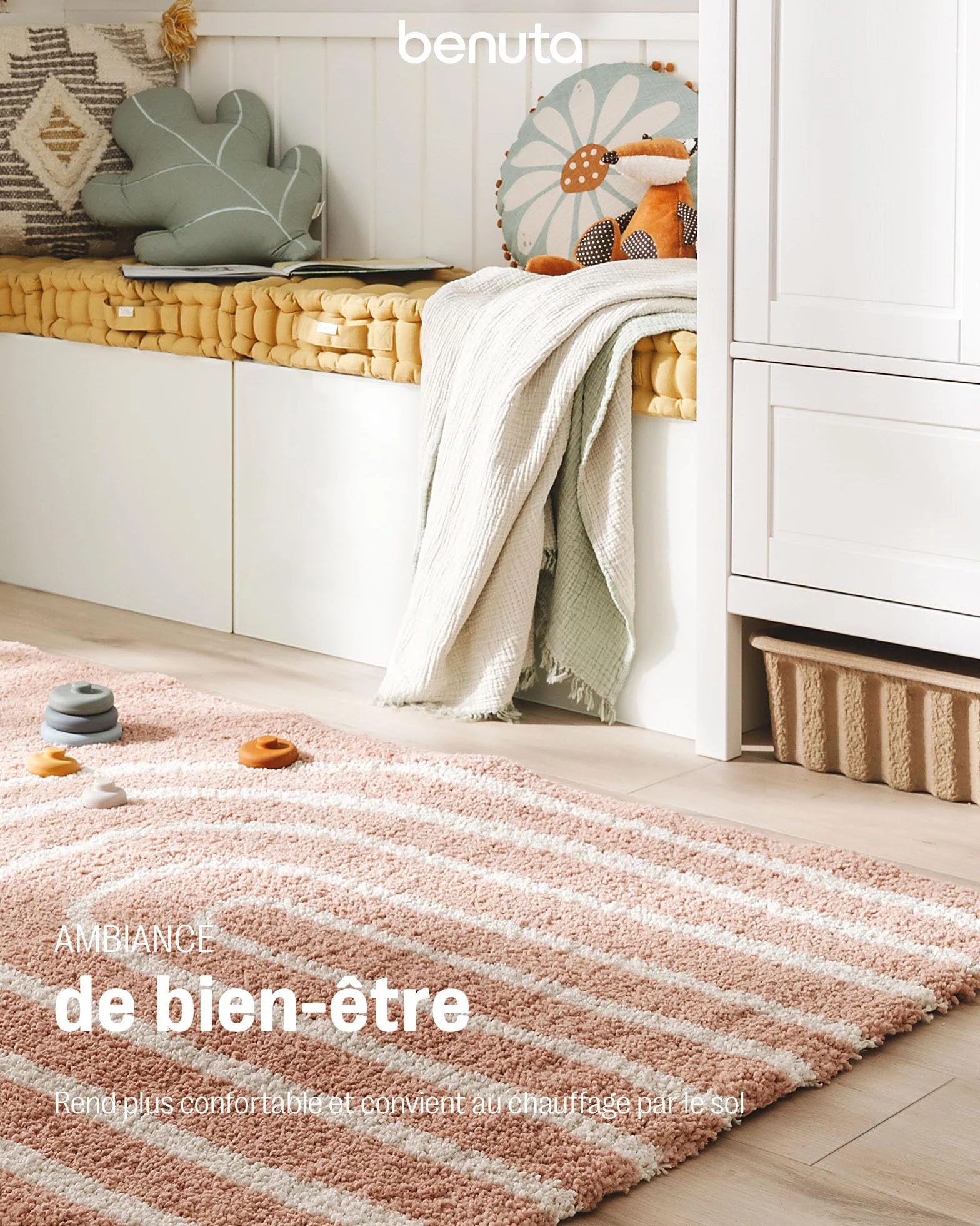 Tapis Enfant Gobi Rose 80x150 cm Lytte Rectangulaire Fausse Fibre Motifs Bebe Scandi Facile Entretien
