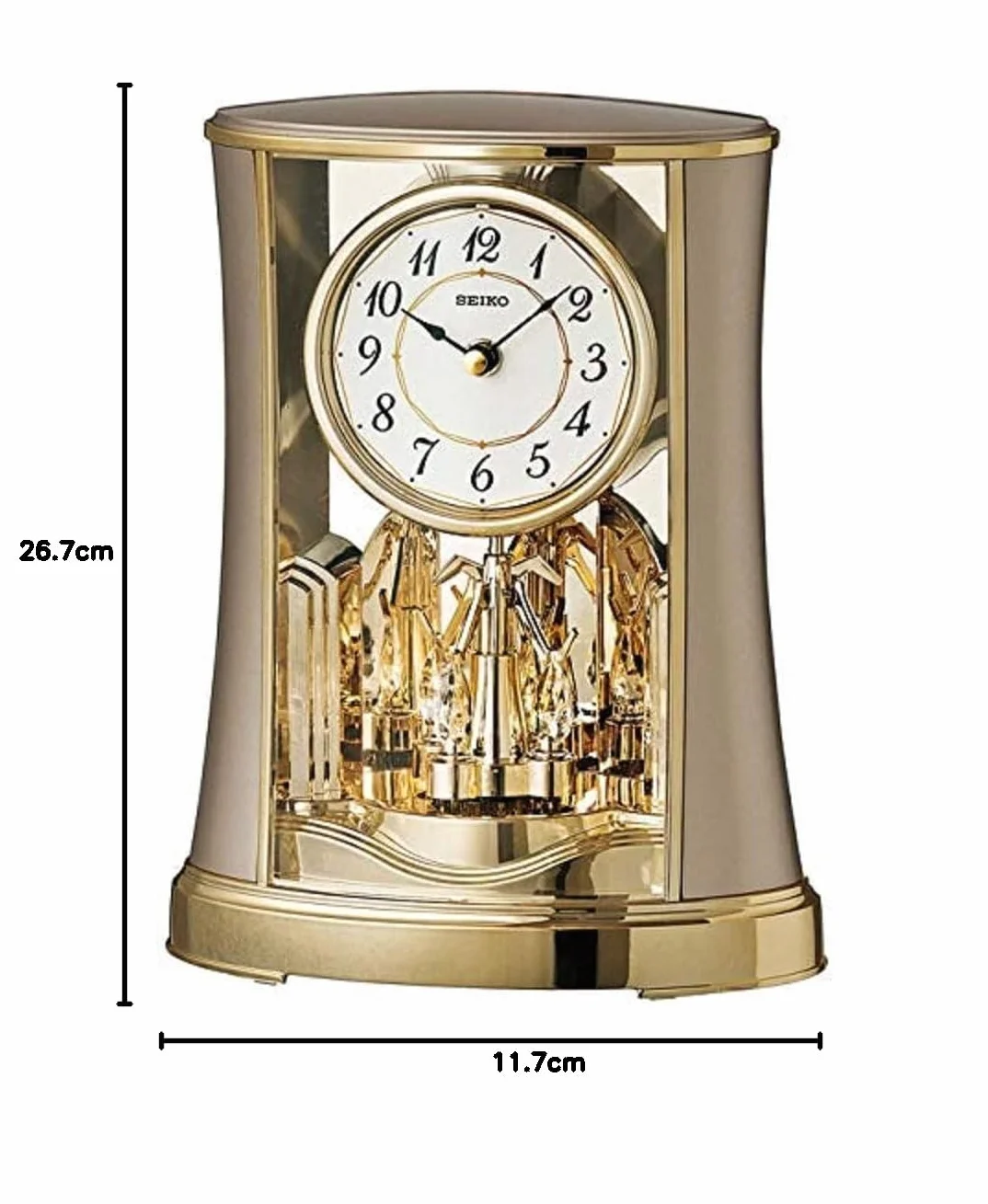 Seiko Horloge de cheminée Pendule rotative Finition Or