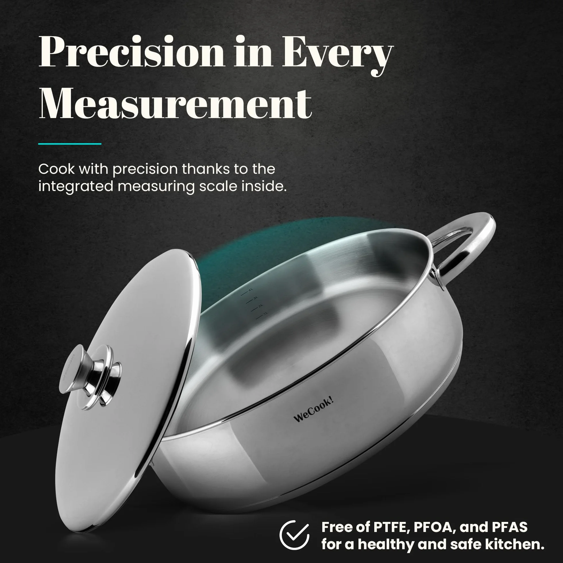 STAINLESS LOW COOKING POT WITH LID 28 cm.