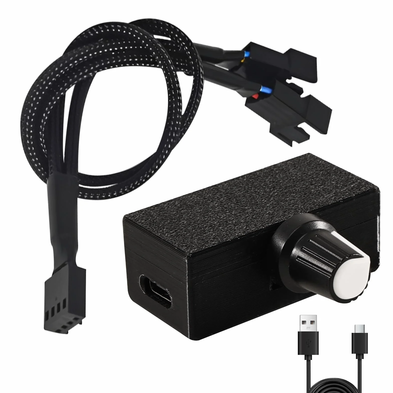 4-pinowe sterowanie wentylatorem PWM 12V z kablem adapterowym 1 do 2 - Regulowany kontroler wentylatora, 4-polowy regulator PWM 0-100% sterowanie prędkością, idealny do chłodzenia wody na PC