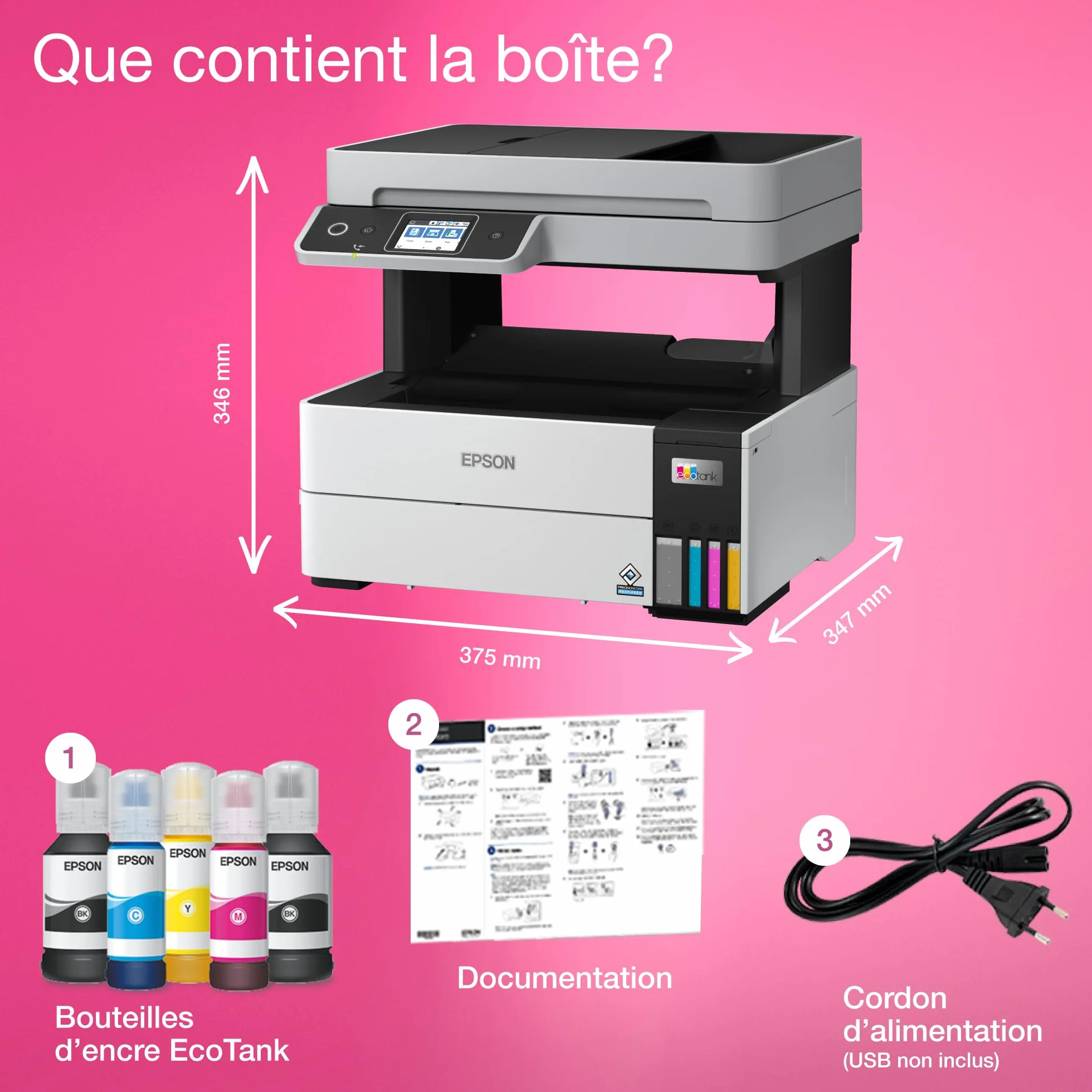 Epson EcoTank ET-5170 Imprimante Multifonction A4 Wi-Fi Ethernet Recto Verso Écran Tactile ADF