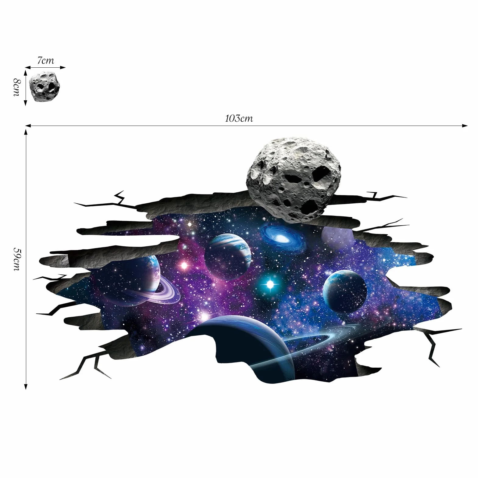 SHUCHING Stickers Muraux Galaxies 3D Grandes, Espace Planètes et Météorites, Décoration Murale pour Chambre Enfants